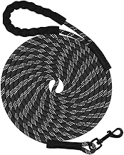 Taglory Longe pour Chien 15m, Long Laisse Corde avec Poignée Rembourrée pour Chiens de Petites à Grandes Taille, Noir