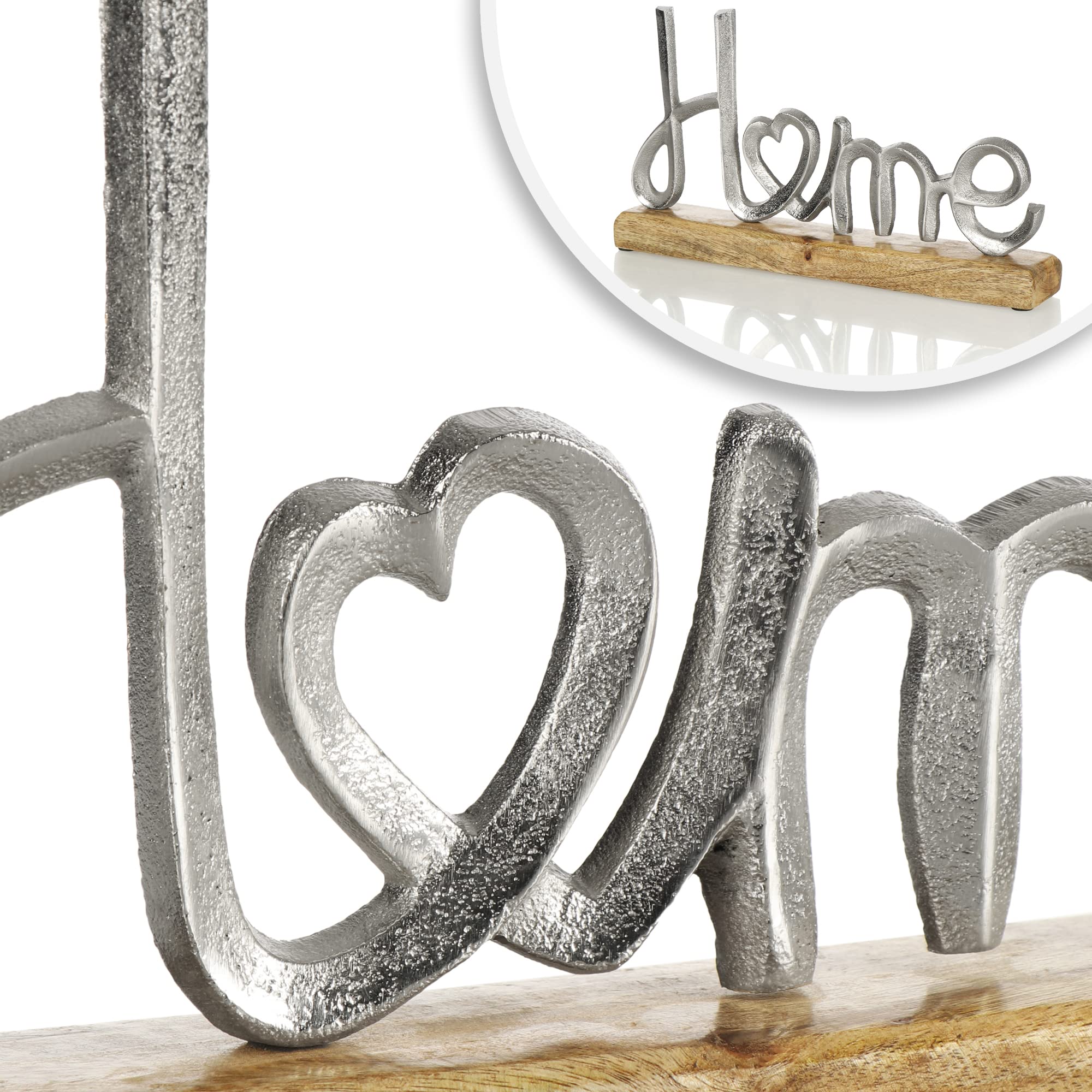 Décor Murale Lettrage Bois "HOME" Avec Cœur Et Oiseau - 35x13cm - Style Rustique Printanier
