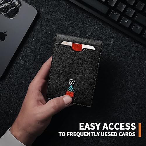 Miniatura 3 de RUNBOX Cartera delgada para hombre con clip para dinero, bloqueo RFID, soporte para tarjetas de crédito plegable para hombres con caja de regalo,