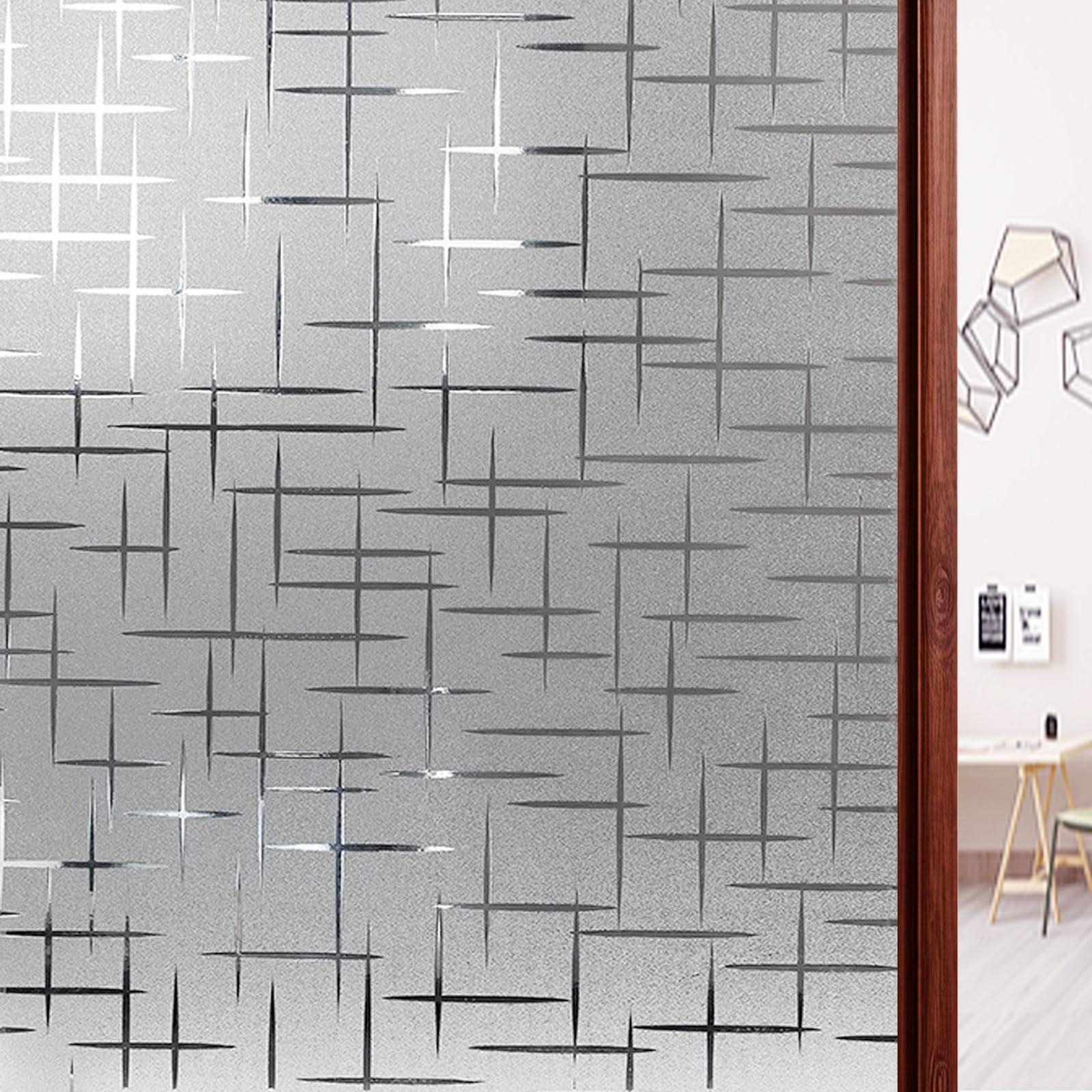 Pellicola per Finestra, Pellicola per Vetri 100 x 170 cm per La Privacy, Autoadesiva, Opaca Adesiva per Vetri per Ufficio Bagno da Letto, Stella