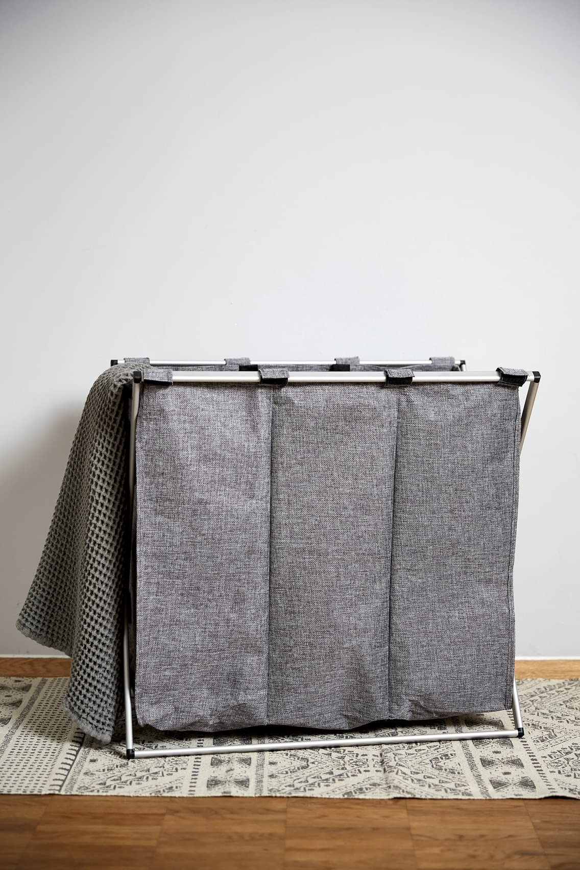 WENKO Pongotodo Trio gris moteado - Cesta para la ropa Capacidad: 130 l, Poliéster, 63 x 57 x 38 cm, Gris