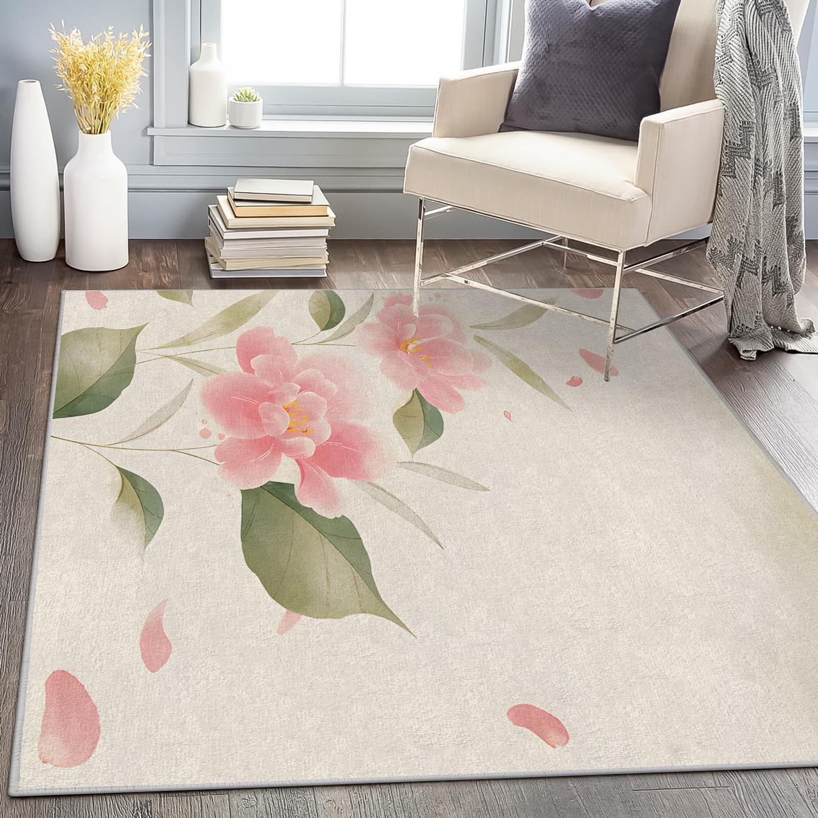 【サイズ:185x185cm_色:ピンク】カーペット ラグ 洗える ラグマット Amazon.co.jp: ピンクの花 ラグマット 180x180 正方形