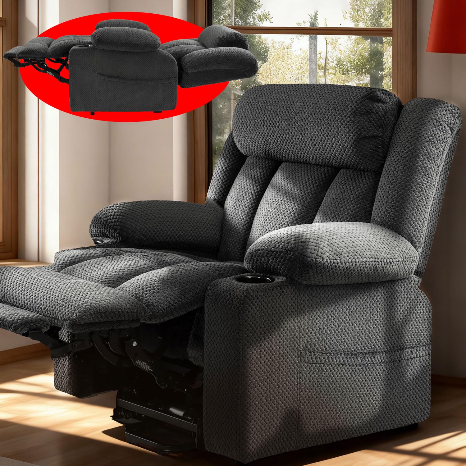 Cfvyne Triple Motor Lay Flat Recliner Grey