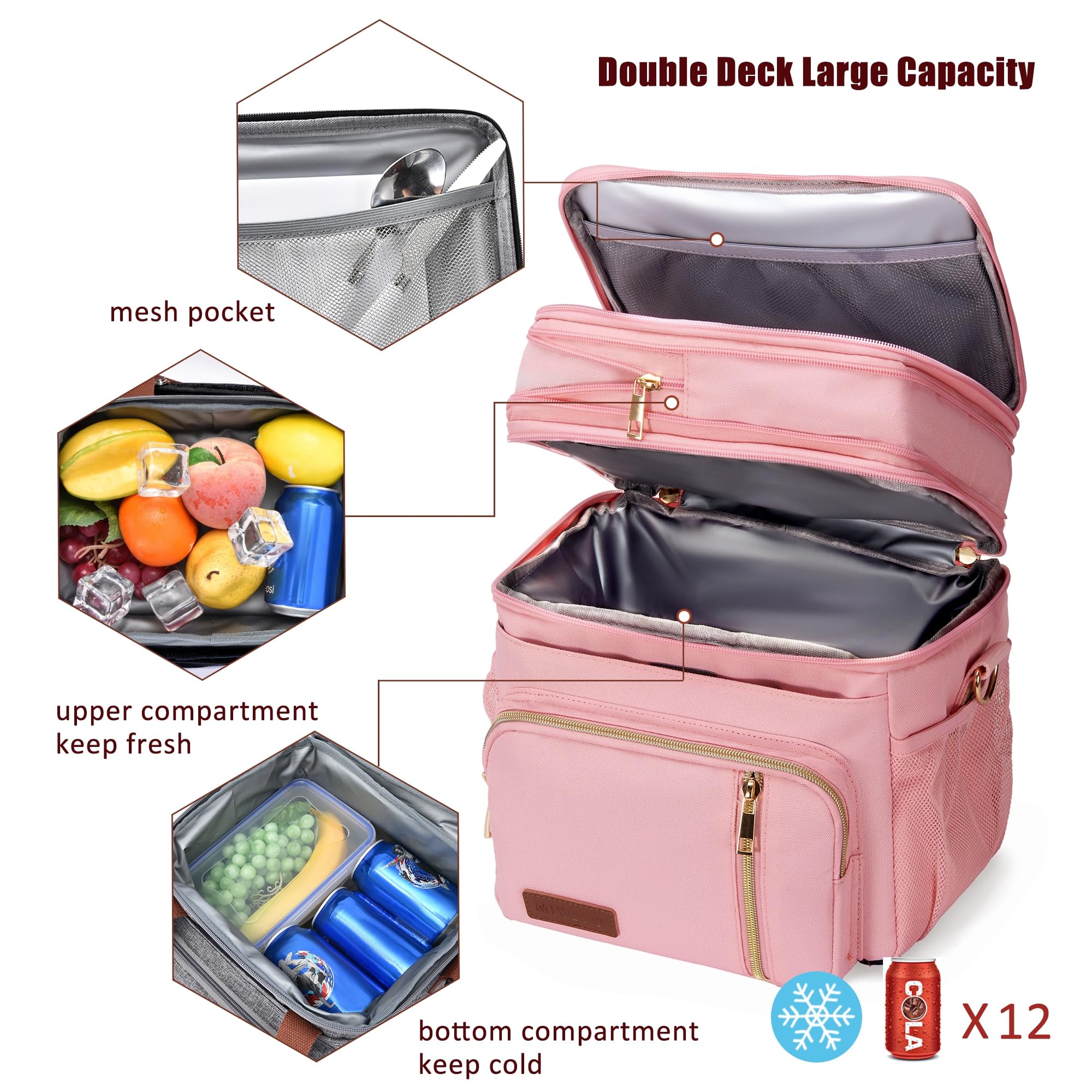 Borsa Termica Pieghevole Per Pranzo Da Donna – Impermeabile, A Prova Di Perdite, Leggera, Con Manico Ergonomico Per Ufficio, Scuola, Picnic E Campeggio