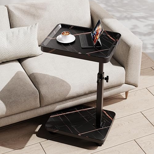 Adjustable C Table End Table with Wheels