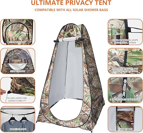 Miniatura 3 de Tienda de campaña para ducha, tienda de campaña desplegable de privacidad con bolsa de ducha solar, tienda de ducha desplegable impermeable para