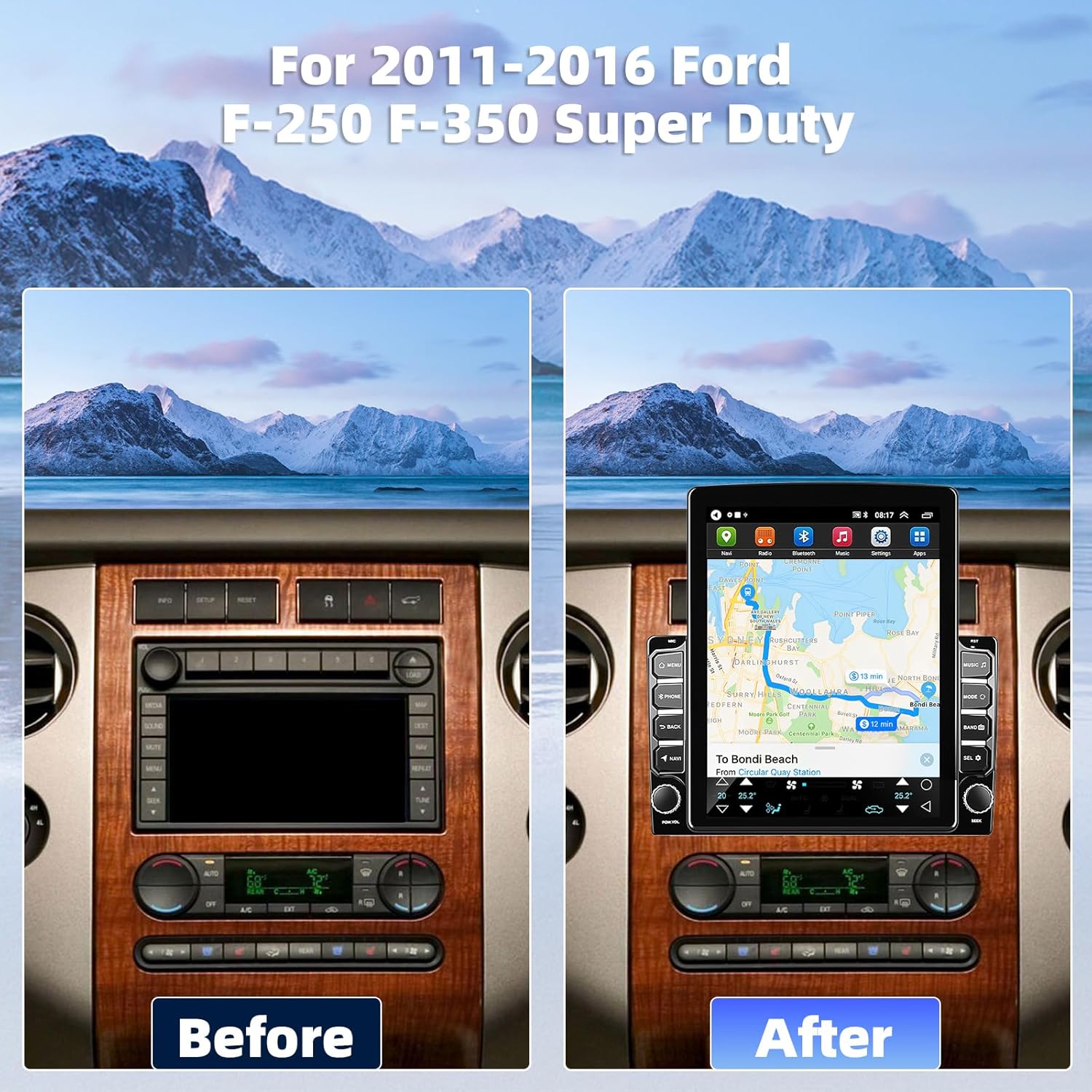 9.7" Car Radio Stereo for Ford F-250 F-350 2011 2012 2013 2014 2015 2016 with Wireless CarPlay & Android Auto, Android 13 Radio for Ford F-250 F-350 Support GPS Bluetooth WiFi FM Backup Camera