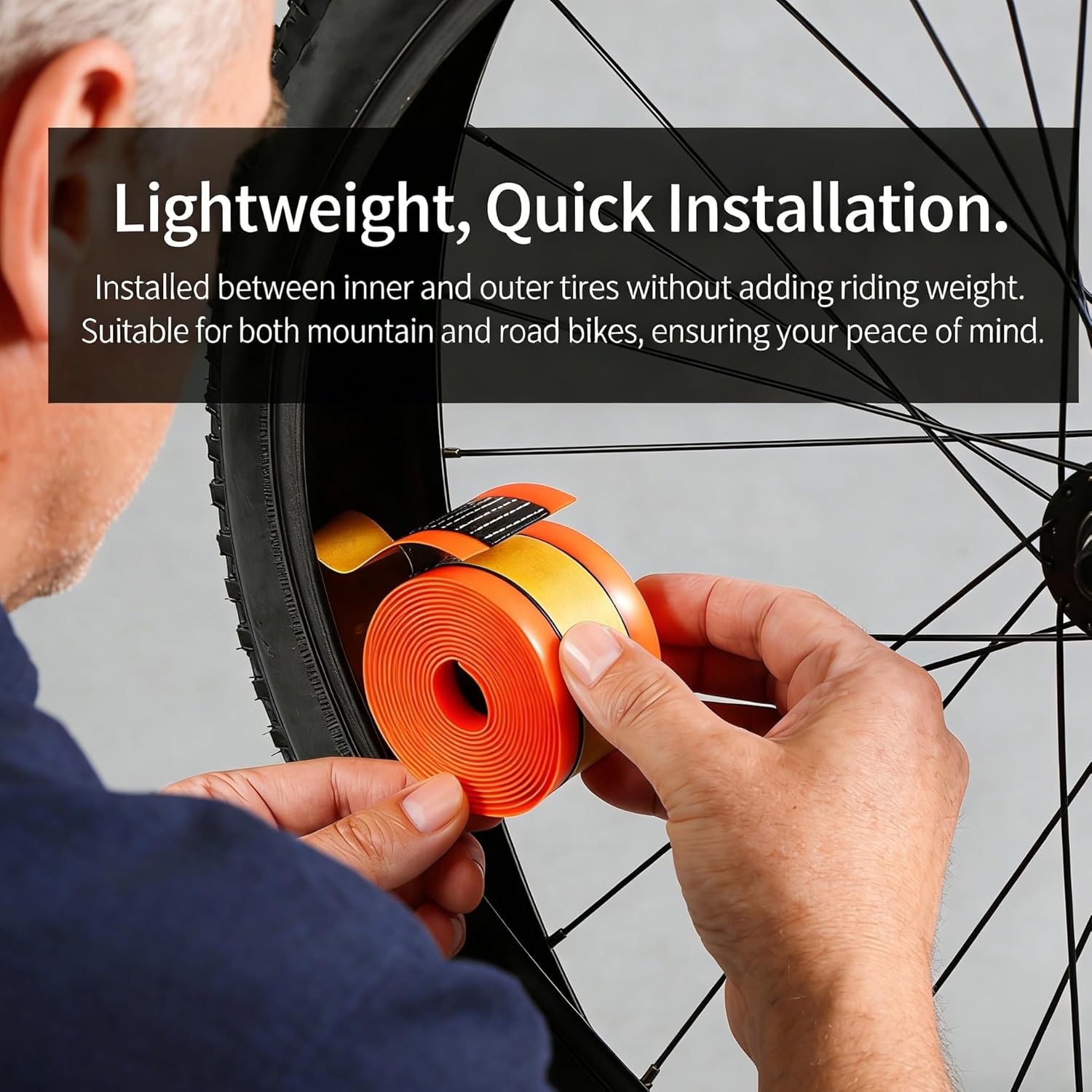 2-Pack Self Adhesive Bike Tire Liners, TPU Puncture Proof Tube Protectors