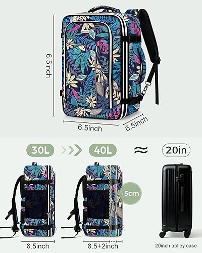 Vista 49 de Mochila de viaje para hombres y mujeres, mochila de transporte aprobada por vuelo, mochila para laptop de 17 pulgadas, bolsa grande, Verde, Mochilas