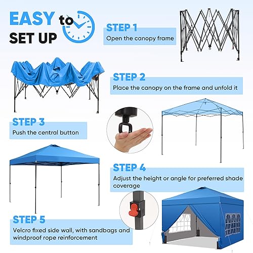 Miniatura 3 de GDY Tienda de campaña desplegable de 12 x 12 pulgadas con 4 paredes laterales, kioscos de playa con revestimiento plateado fácil de instalar, carpas