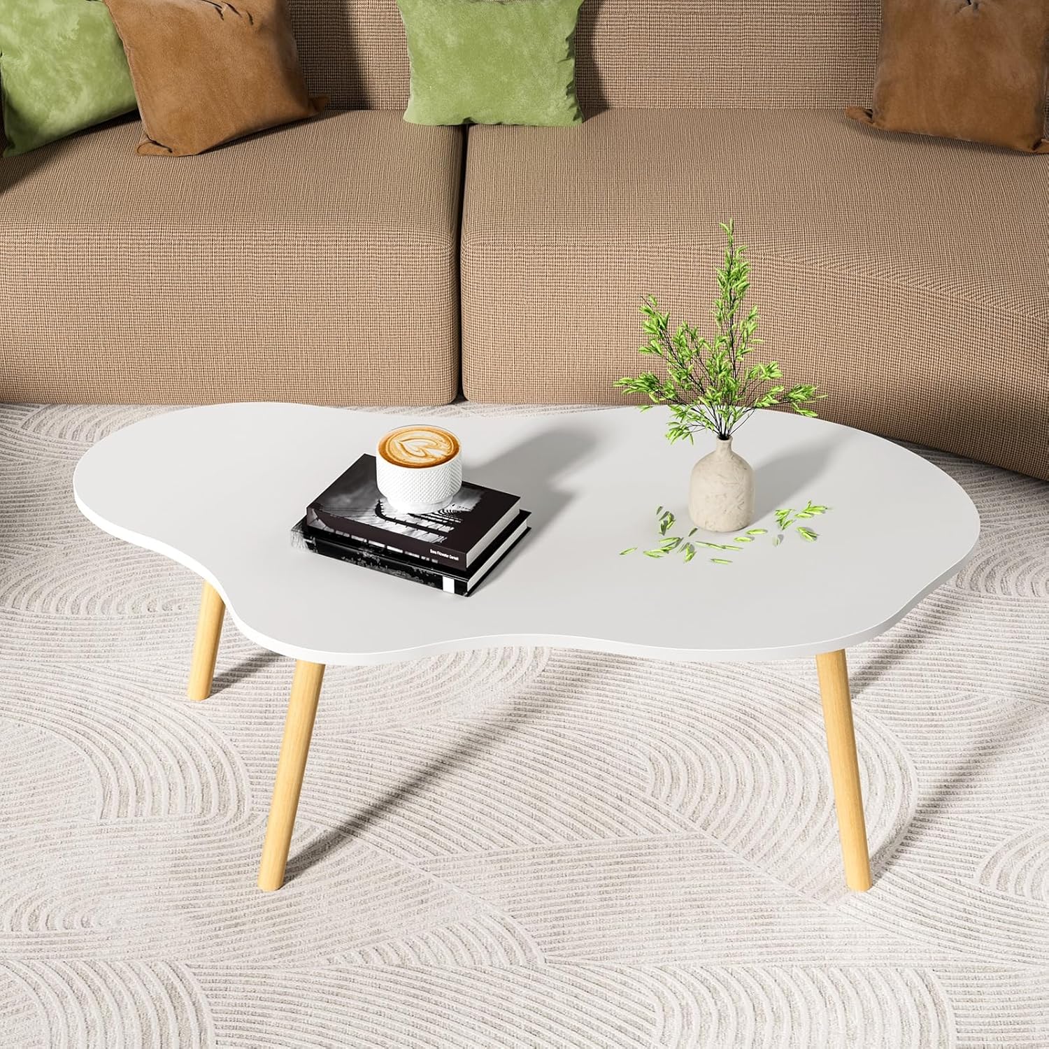 Amazon.com: Mid Century Modern Coffee Table, Small Coffee Table, Cloud ...