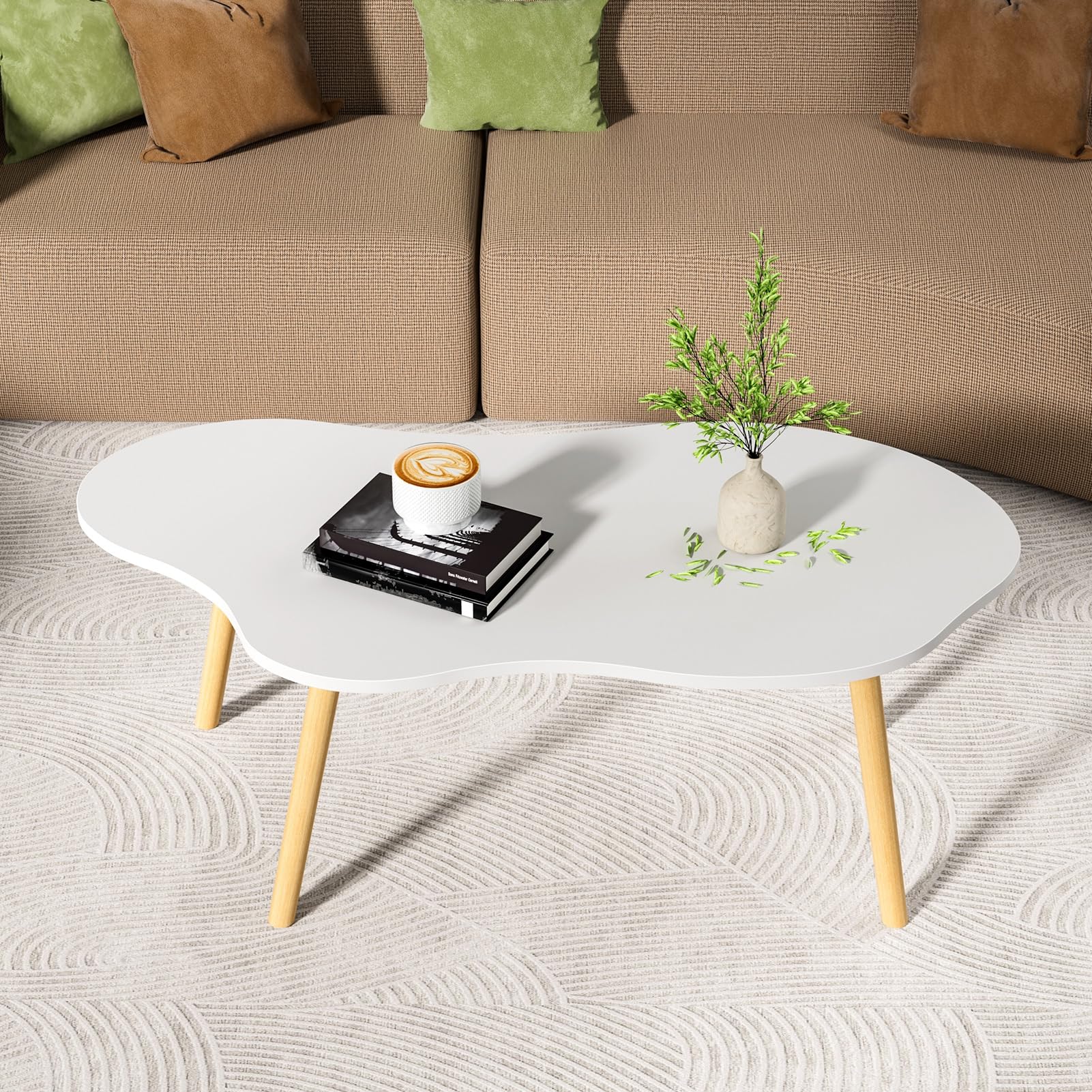 Amazon.com: Mid Century Modern Coffee Table, Small Coffee Table, Cloud ...