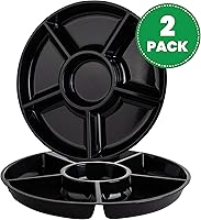 Vista 7 de PLASTICPRO Bandeja de servir redonda de plástico de 6 secciones/platillo (2, Negro)