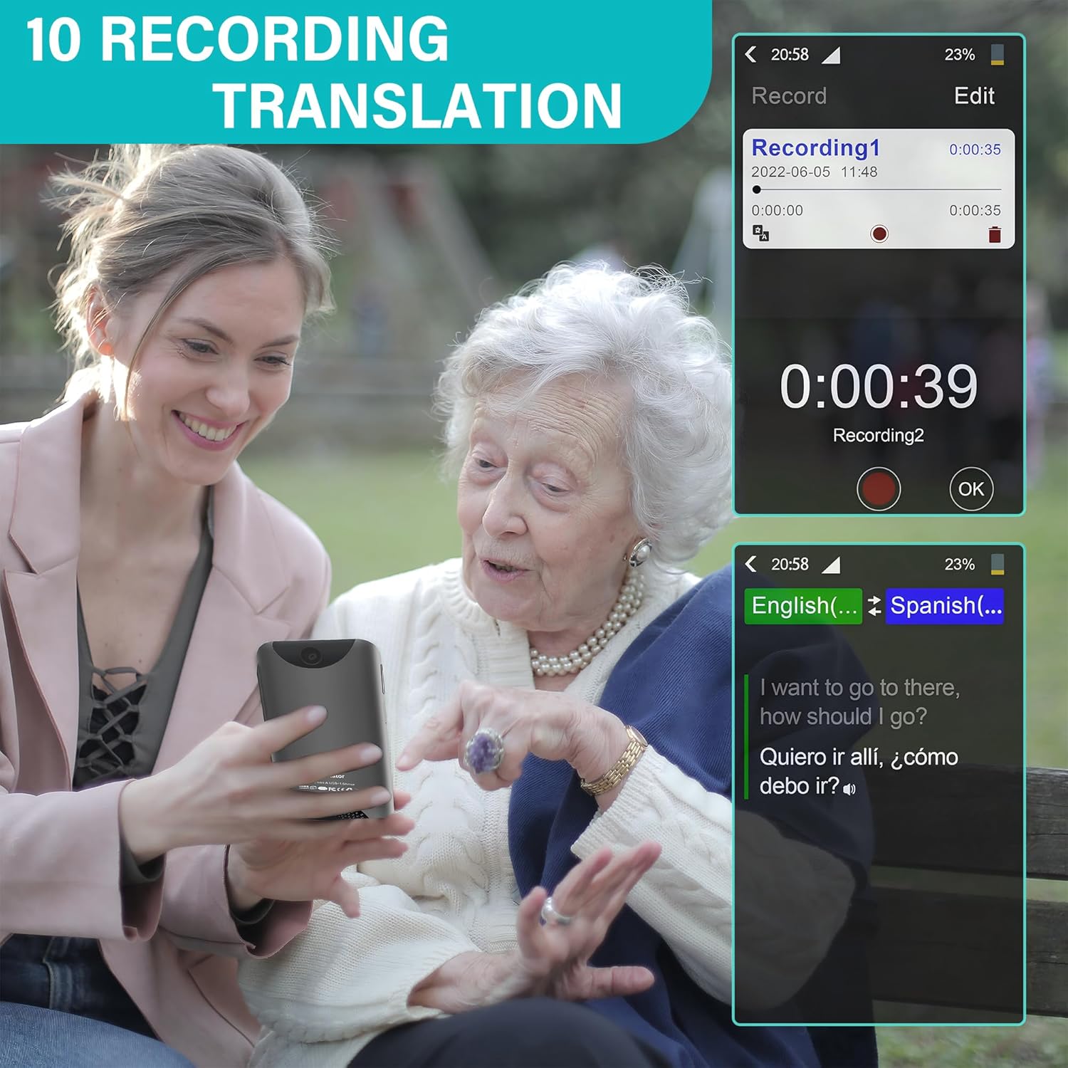 Language Translator Device, Instant Two Way Language Translator with 138 Languages Translation, Online/Offline/Text/Photo Portable Voice Translator Device for Business Travel Learning