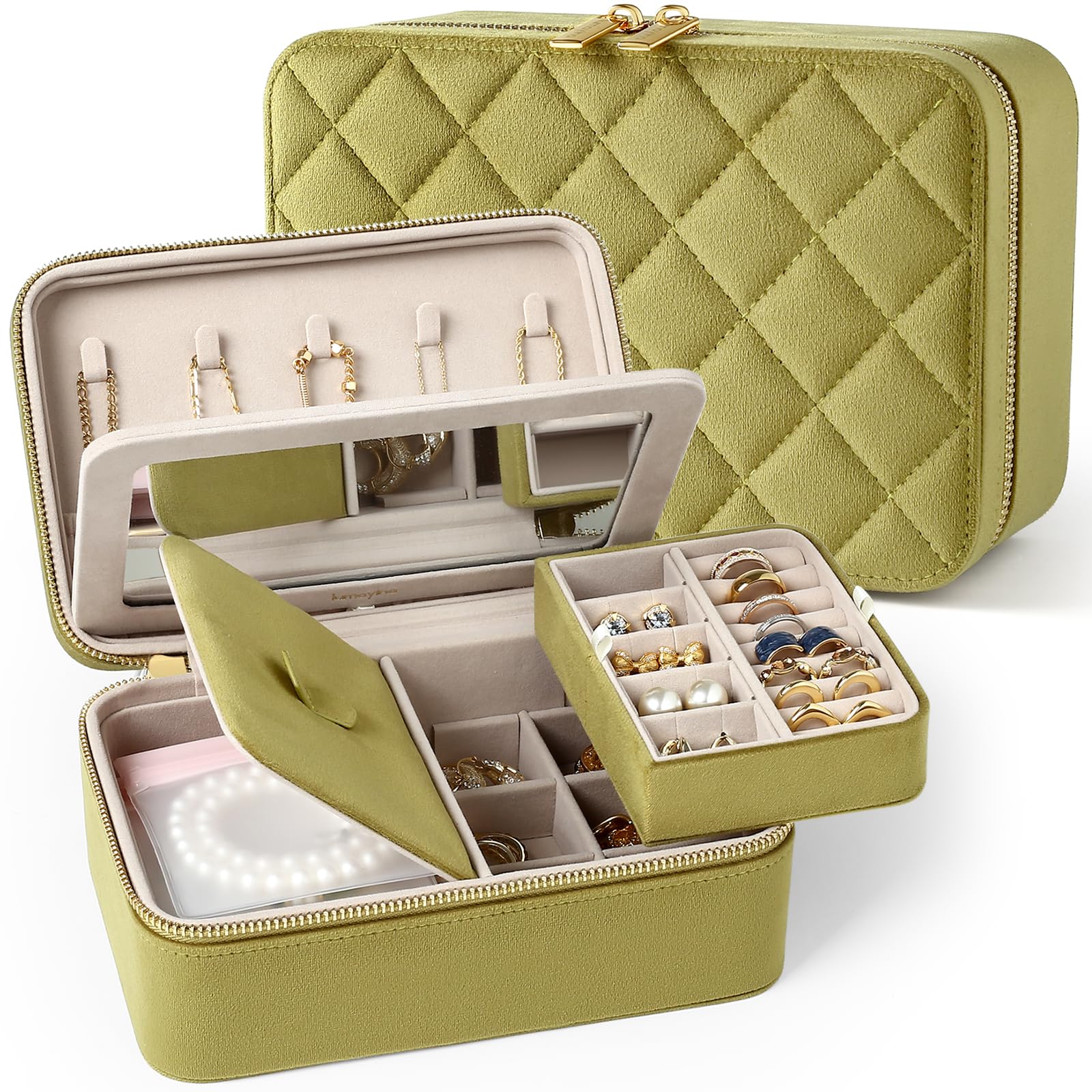 Amazon.com: Lumayina Velvet Travel Jewelry Box with Large Mirror