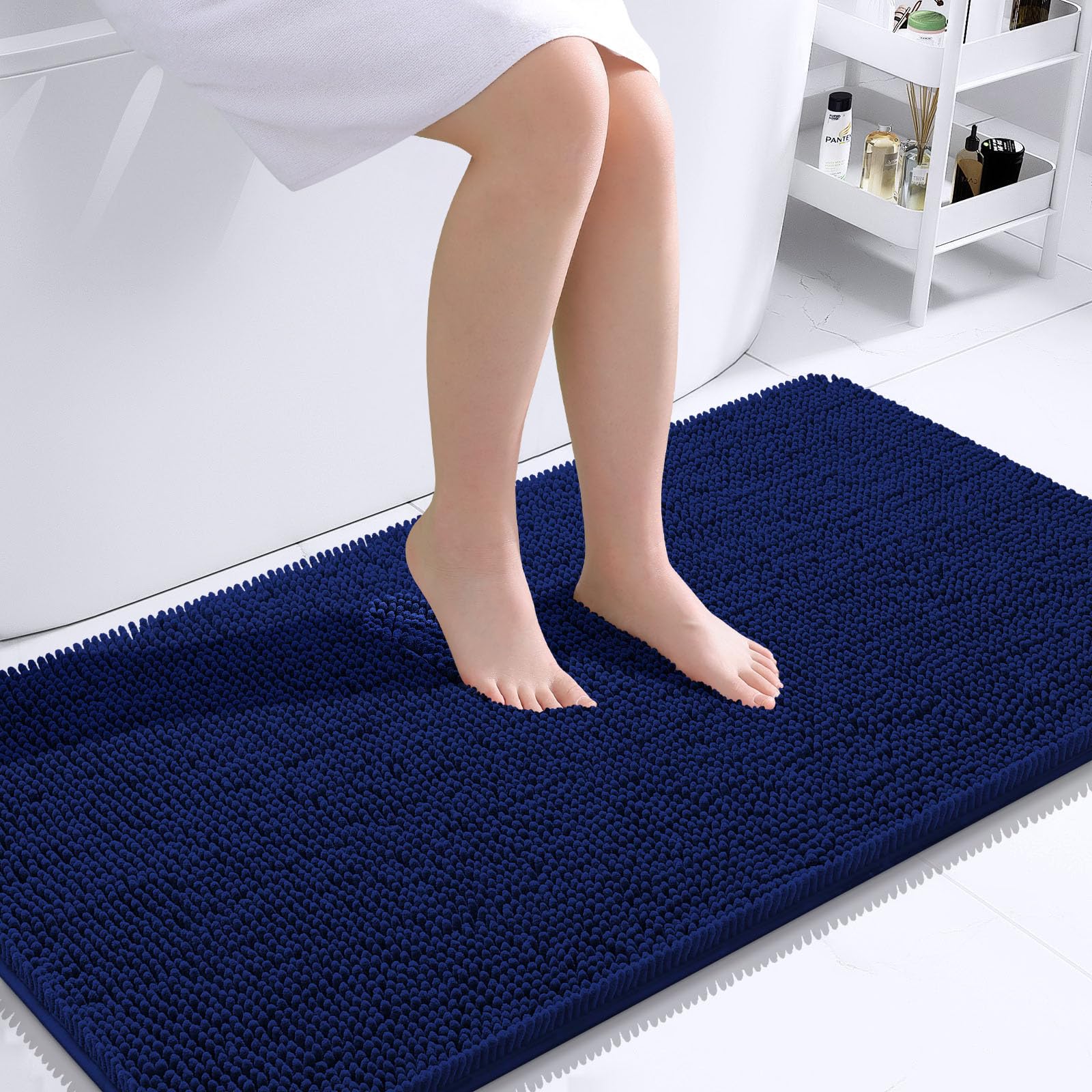 OLANLY Bathroom Rugs 44x24 Extra Soft Absorbent Chenille Bath Rugs Rubber Backing Quick Dry Machine Washable Bath Mats