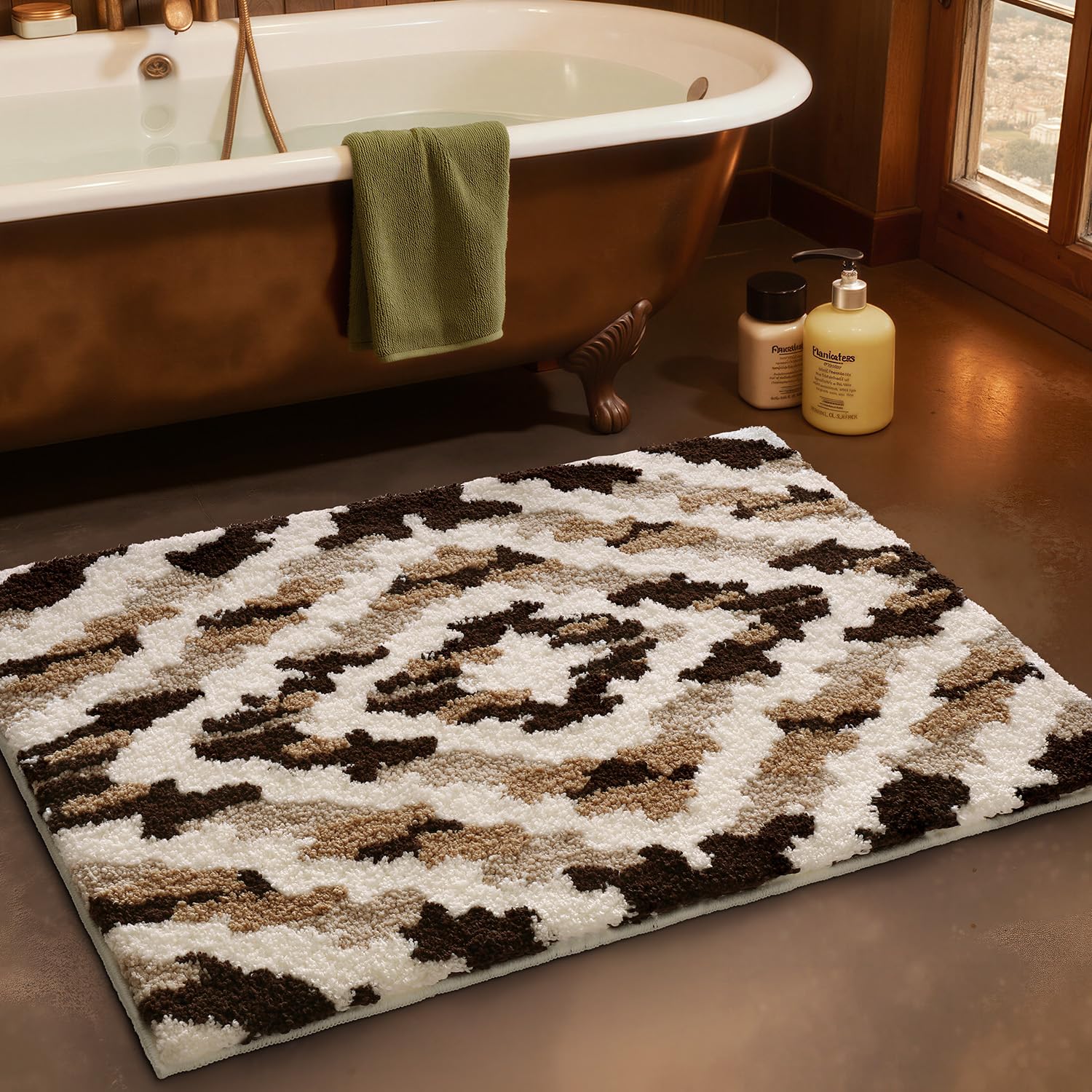LUMI Bathroom Rugs Soft Absorbent Bath Mat for Modern Home Decor Non-Slip Quick-Dry Bath Rug Machine Washable Floor