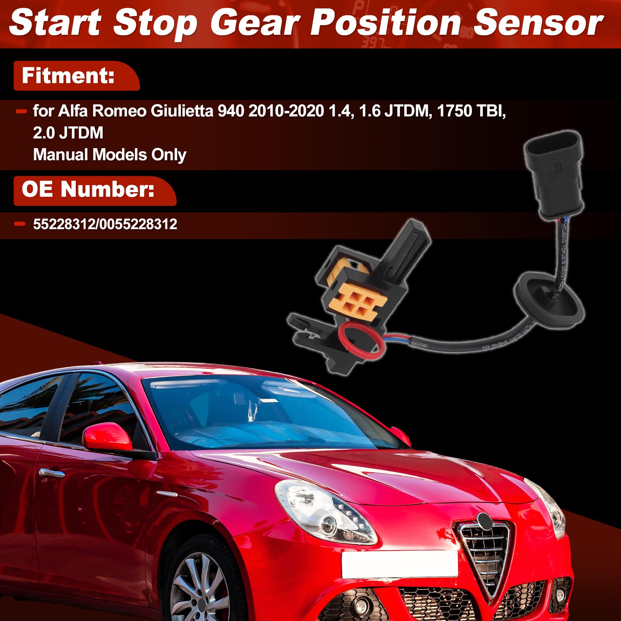 Sensore Di Posizione Leva Cambio Start Stop per Alfa Romeo Giulietta 940 2010-2020 Solo Modelli Manuali Sensore Posizione Leva Cambio 3 Pin 55228312/0055228312