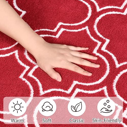 Miniatura 6 de Amearea Alfombra esponjosa de enrejado para interiores, alfombras marroquíes suaves para el hogar, alfombra lanuda y moderna para sala de estar,