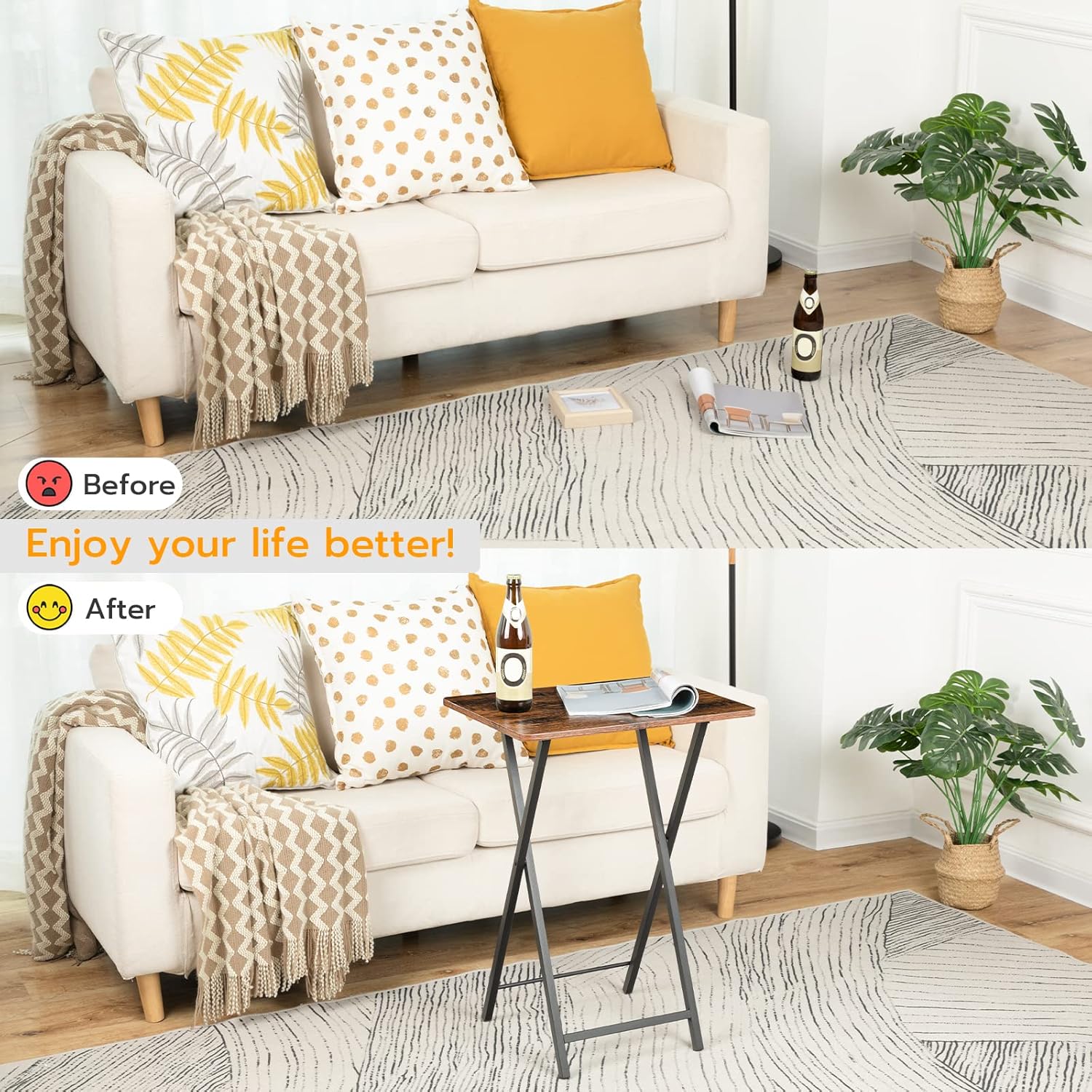 Buy HOOBRO Portable TV Trays Set of 2, Folding TV Dinner Tables, TV