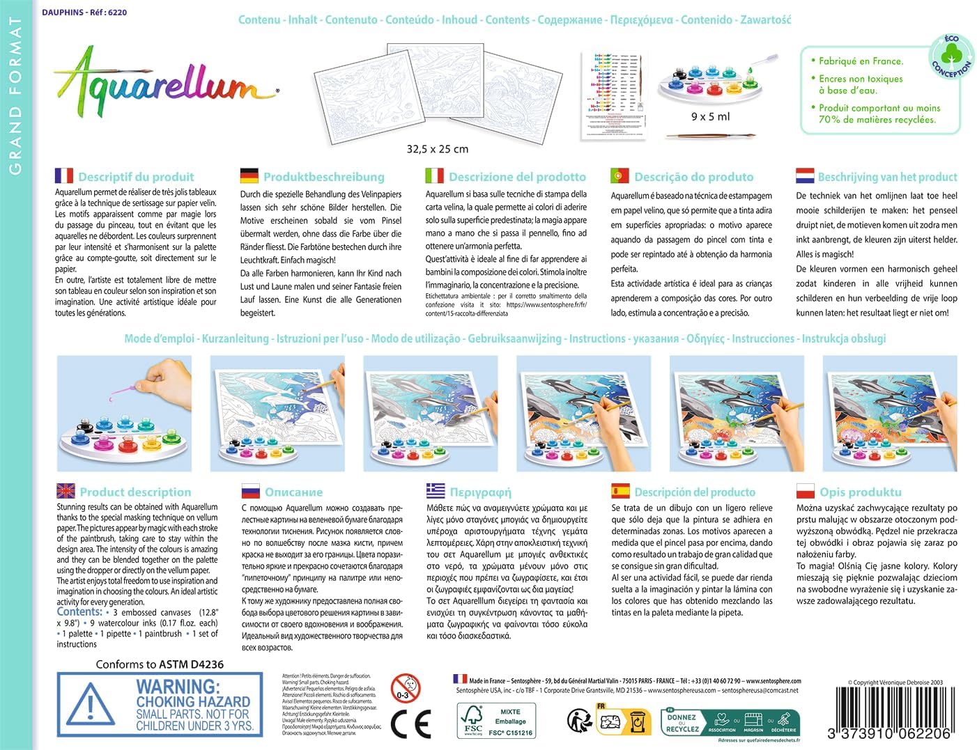 SentoSphere Aquarellum Large - Dolphins - Arts and Crafts Watercolor Paint Set
