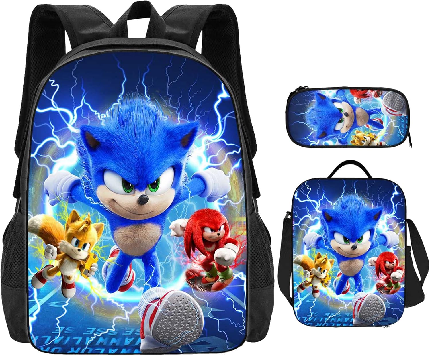 KAWFHT 3Pcs Cartoon Backpack with Lunch Box Large Bookbags