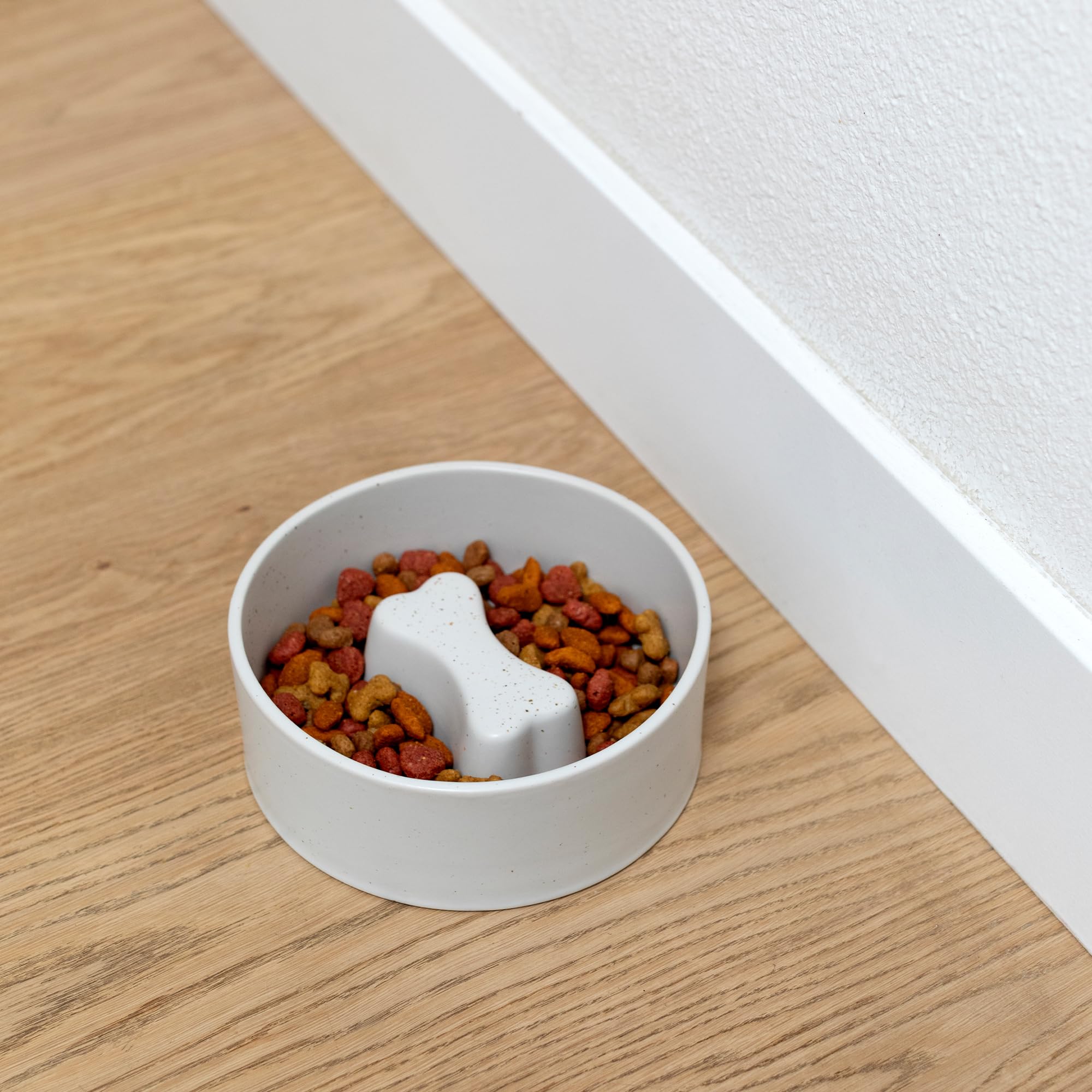 Fringe Studio  Ceramic Slow Feeder Pet Bowl (6.5" Diameter x 2.5" H, 30 fl.oz.), PetShop Collection (780MD001): Sevilla Tile Sand Medium (Pack of 2)