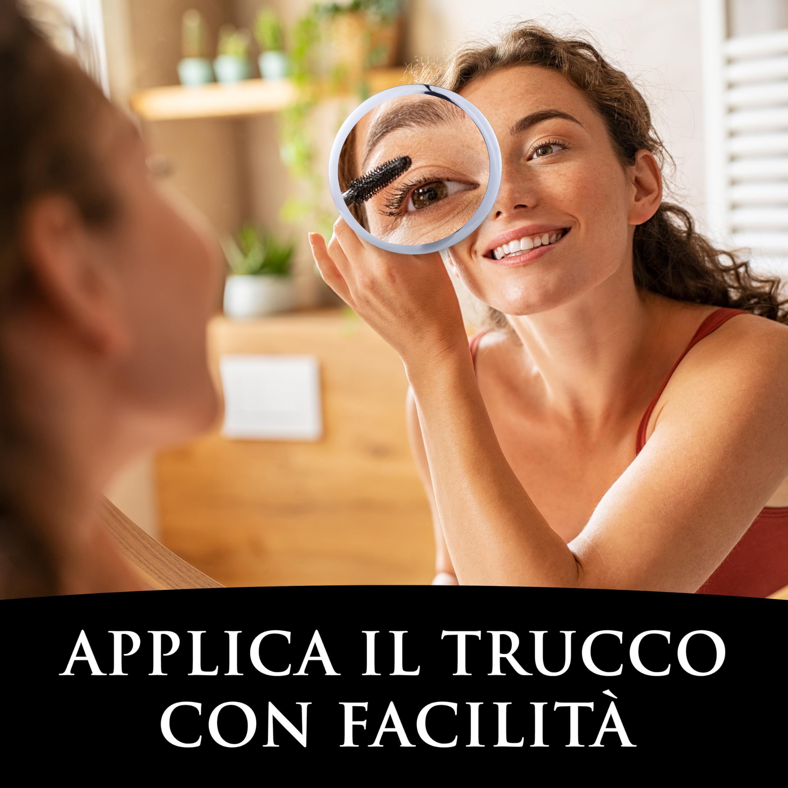 Mirrorvana Specchio ingranditore 30X per trucco - specchio ingrandente rotondo e portatile con tripla ventosa per truccarsi e per epilazione precisa, magnifying mirror - 15 cm (Cromo)
