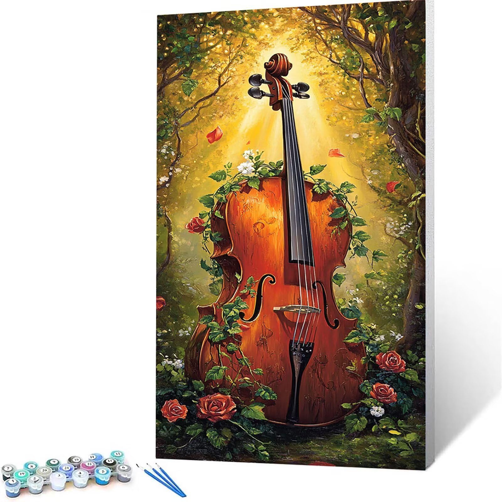 Painting by Numbers for Adults kids Cello, Paint by Numbers on Canvas with Acrylic and Brushes 40x80Inch, Flower Canvas Oil Painting Kit Complete, Hobbies for Adults Women, Relax and Room Decor 1382