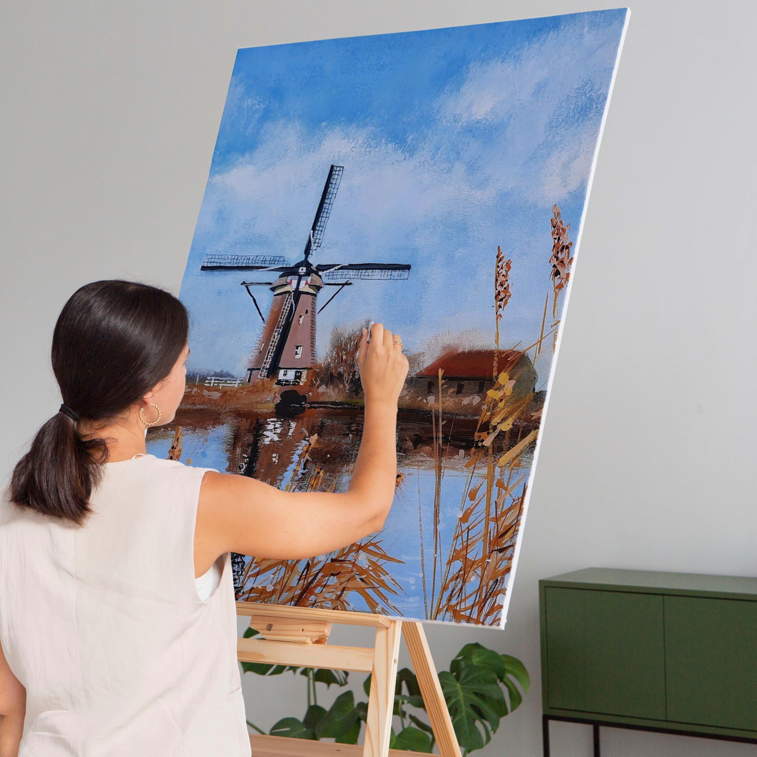 Elan Lienzo 80x120 cm, Pack de 3 Lienzos Para Pintar 380 GSM | Fabricado con 100% Fibra Natural de Algodón, Libre de Ácidos, Blanco, Ideal para Pintura al Óleo