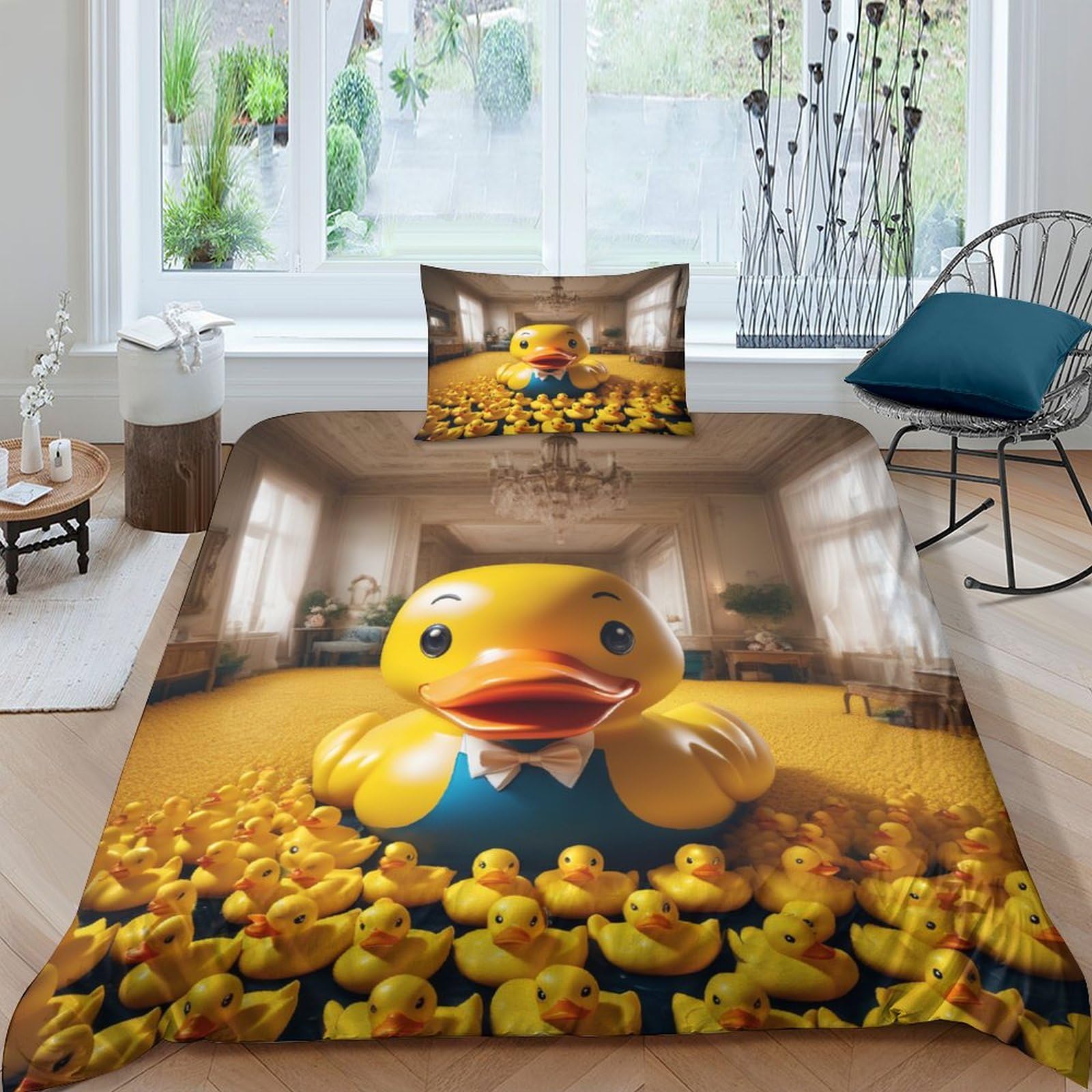 Housse de couette 3D paysage géométrique imprimé lit simple style scandinave 135x200