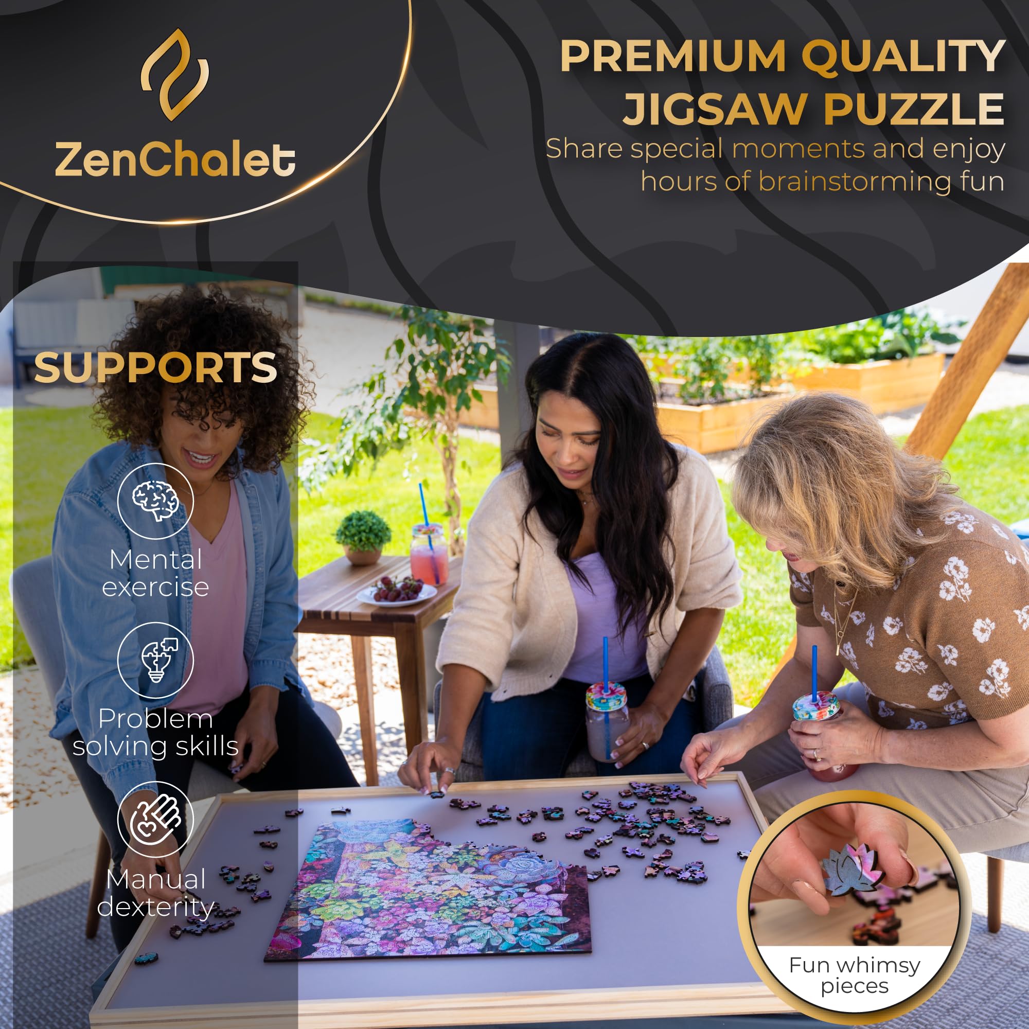 パズル 知育 大人500ピース ジグソーパズル ガーデン 階段 マルチ Amazon | ZenChalet ガーデン多肉植物木製パズル 500ピース - 大人の