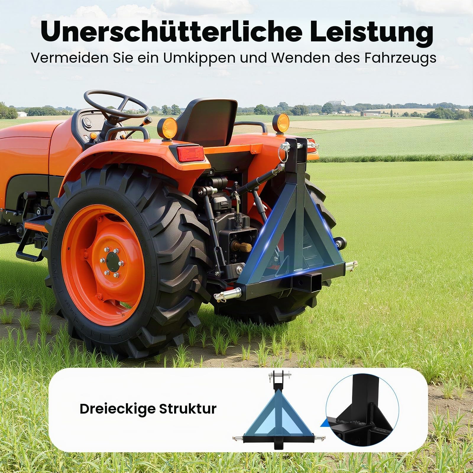 Anhängerkupplung Traktor, 3-Punkt Aufnahme Ackerschiene Kat 2 mit 2" Kugelkopf,Traktor Schlepper Ackerschiene mit Dreipunktaufhängung, Robuste Anhängerkupplungen aus Eisen für Anhänger