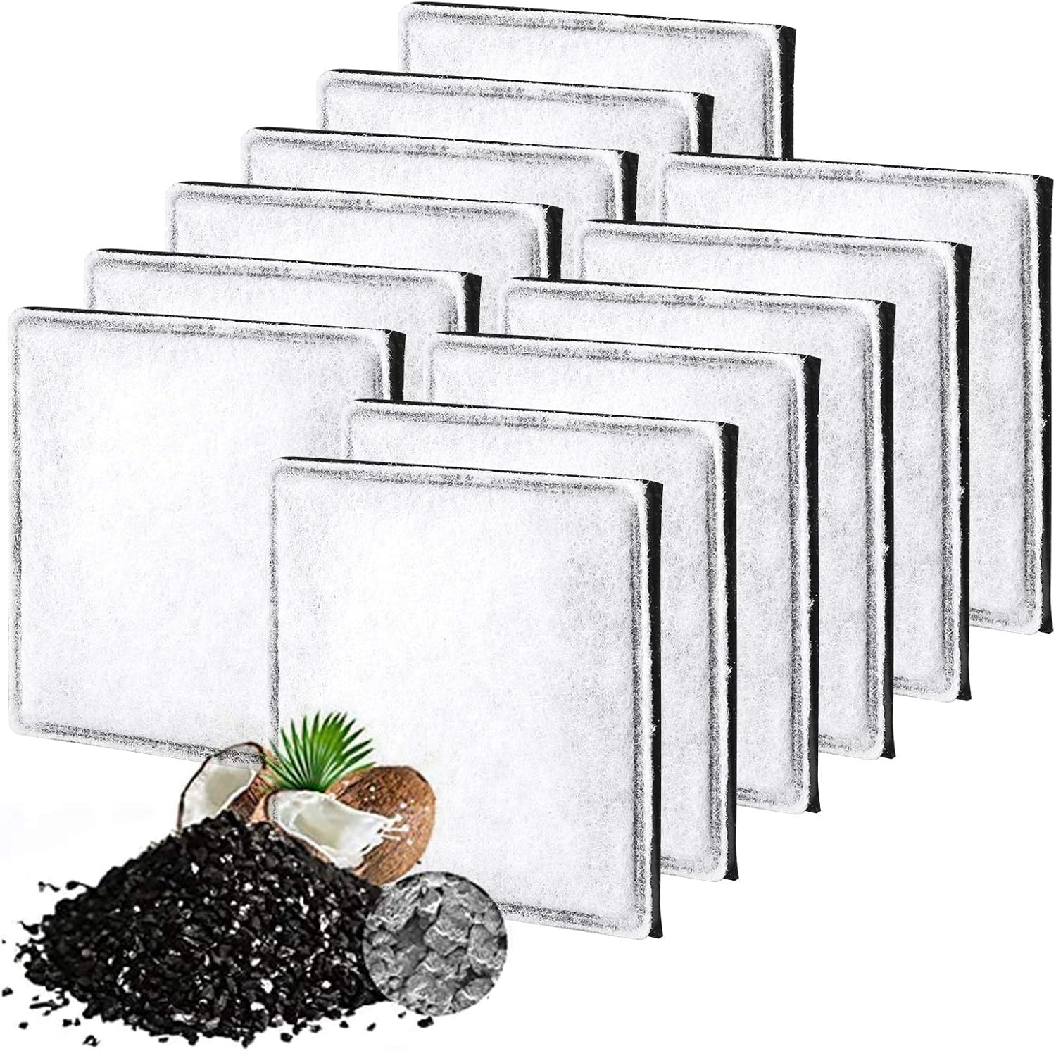 MyfatBOSS Cat Fountain Filter Fit for Premier Pet Fountain Filters Replacement, Replacement Carbon Filters Compatible with Catit Mini Flower Fountain, Pack of 12
