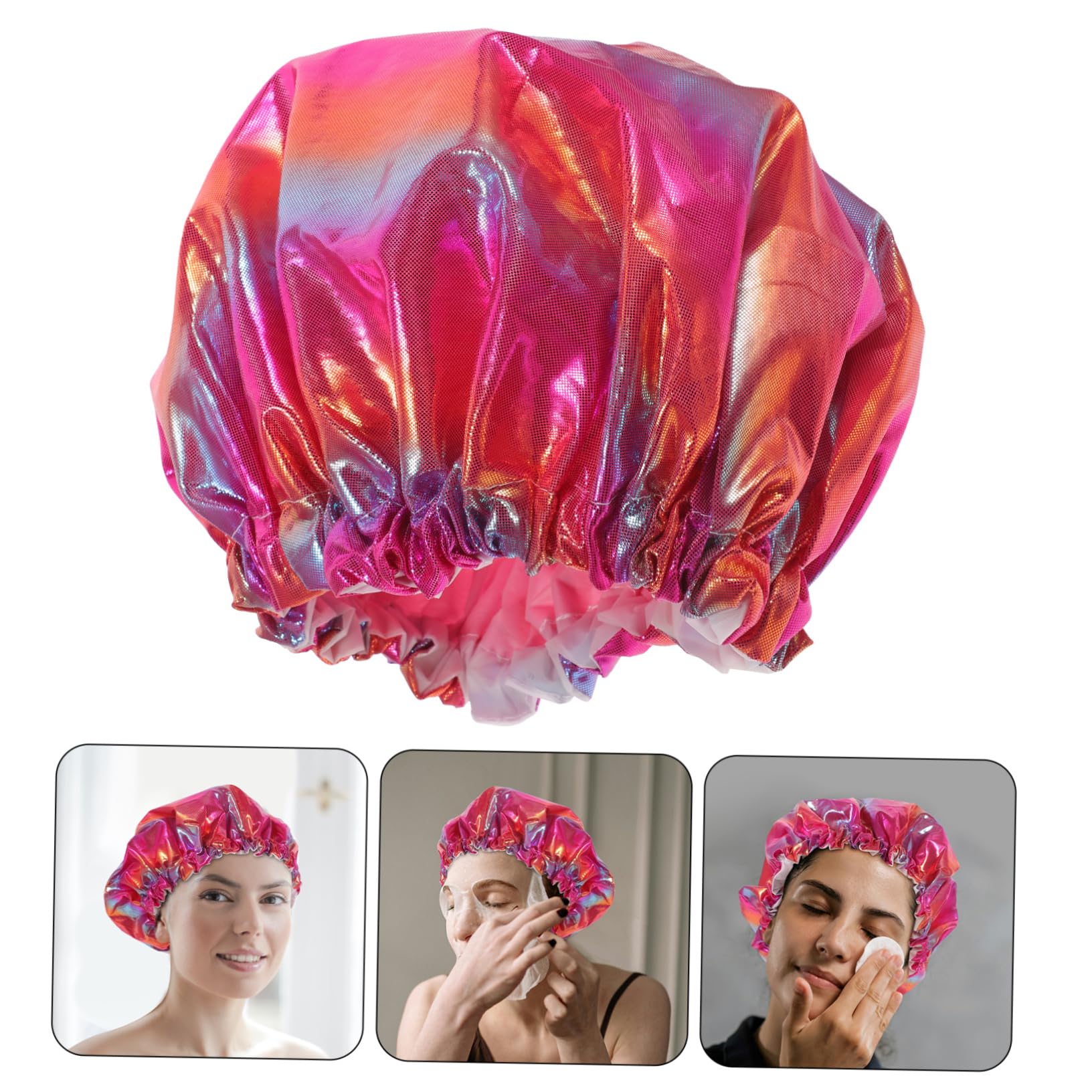 Healeved 5stücke Doppellagige Wasserdichte Duschhaube Für Lange Atmungsaktive Badekappe Elastische Haarhaube Für Damen Und Schützend Und Wiederverwendbar