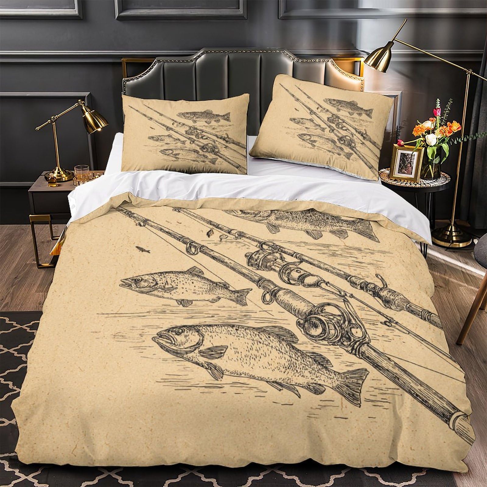 Housse de couette camion de pompiers 220x240 cm lit king en microfibre