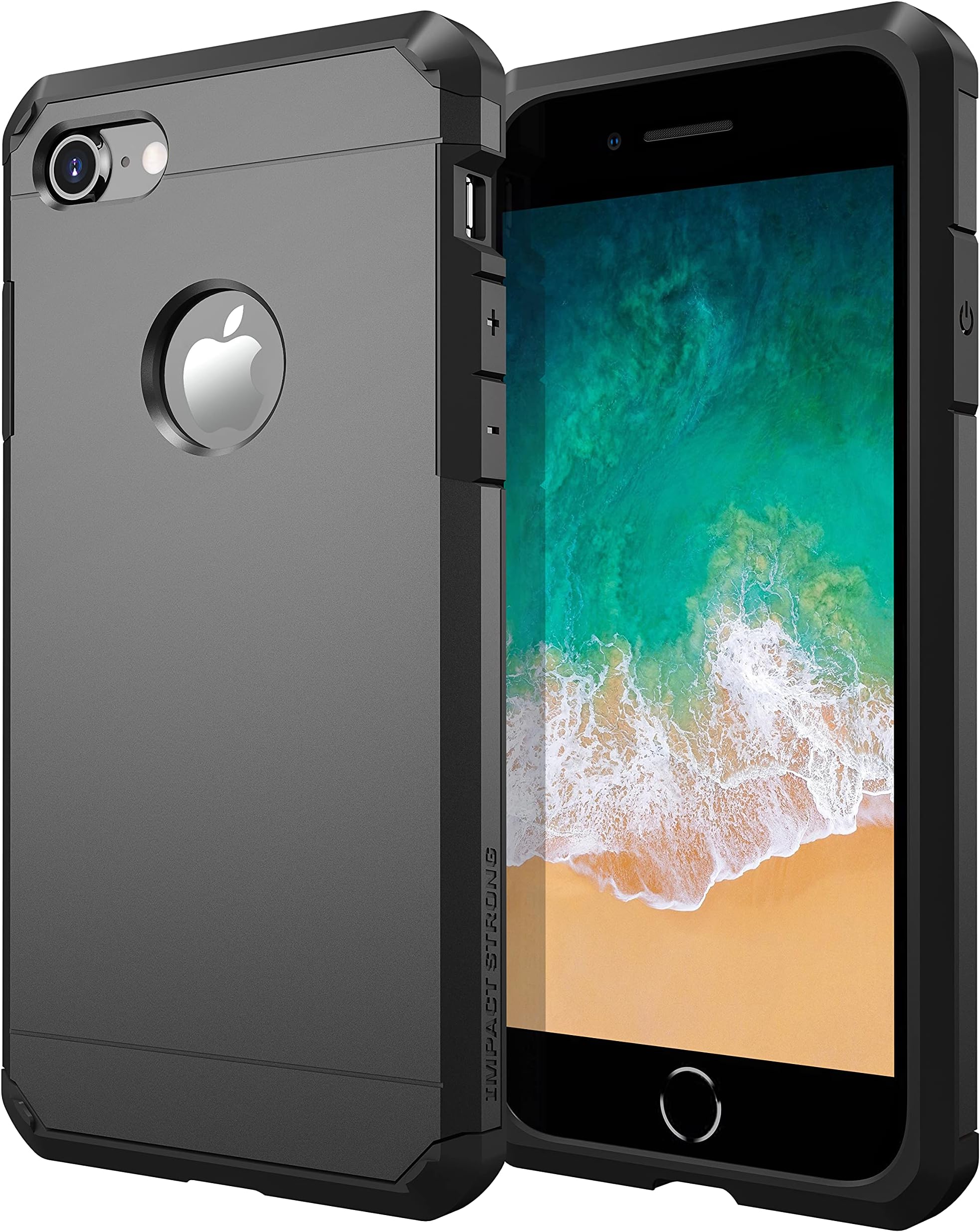 ImpactStrong for iPhone 7 Case/iPhone 8 Case, Heavy Duty Dual Layer Protection Cover (Gun Black)