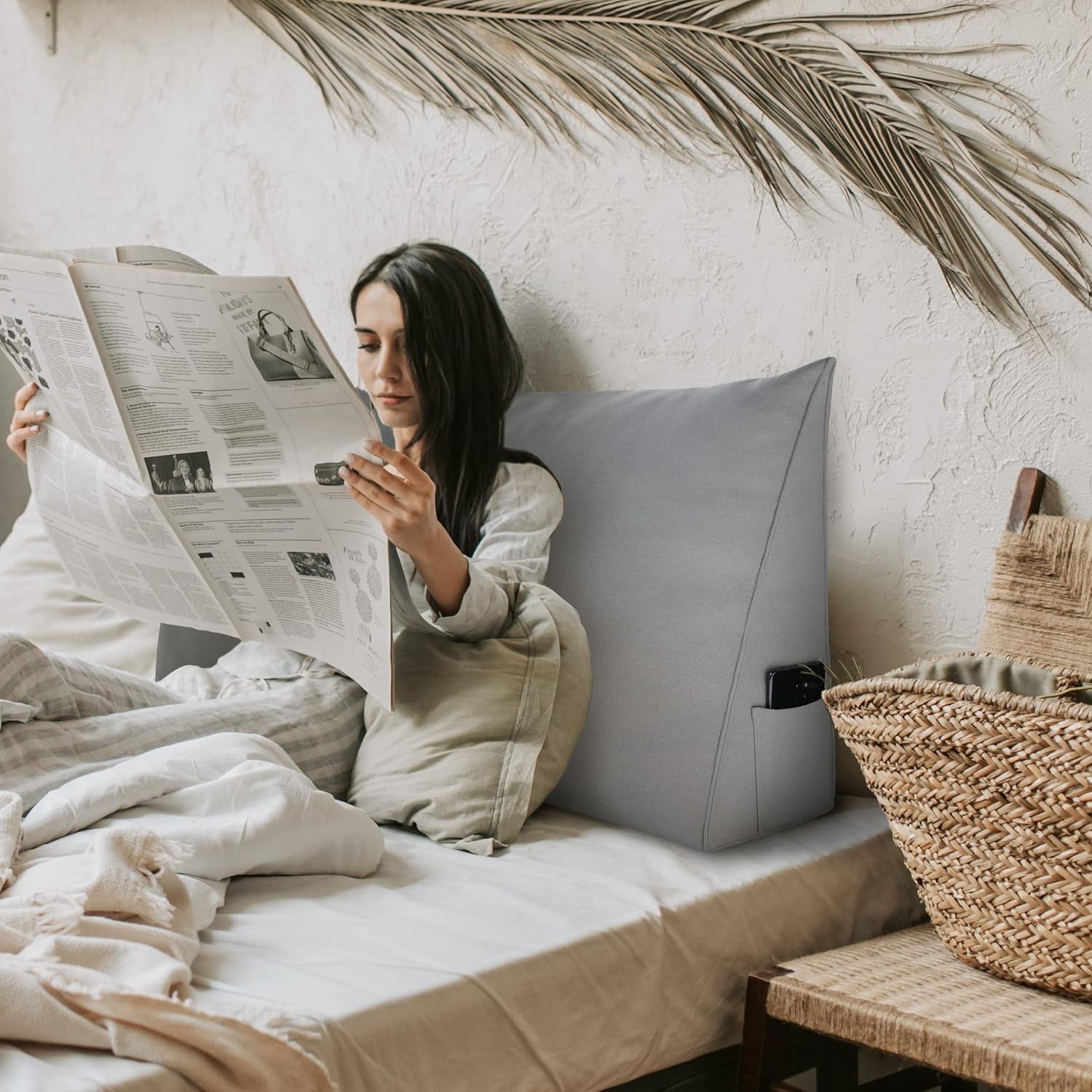 Buy Roner Long Wedge Pillow Ergonomics Padded Headboard Backrest Back Support Bed Chairs for