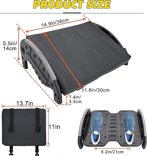 Miniatura 3 de OShuKang Reposapiés debajo del escritorio, taburete con textura de masaje, incluye espuma viscoelástica cómoda, fácil montaje y desmontaje (YB-RD)