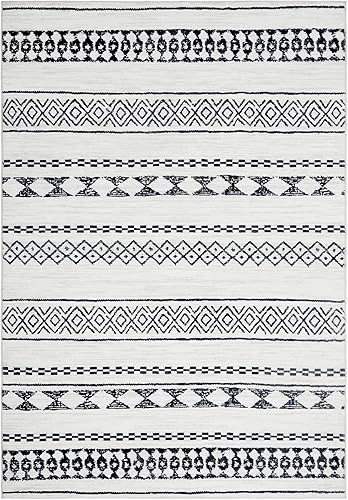 Miniatura 6 de GlowSol Alfombra de área de 5 x 7 pies para sala de estar y dormitorio, lavable, suave, de pelo bajo, con parte trasera antideslizante, resistente a