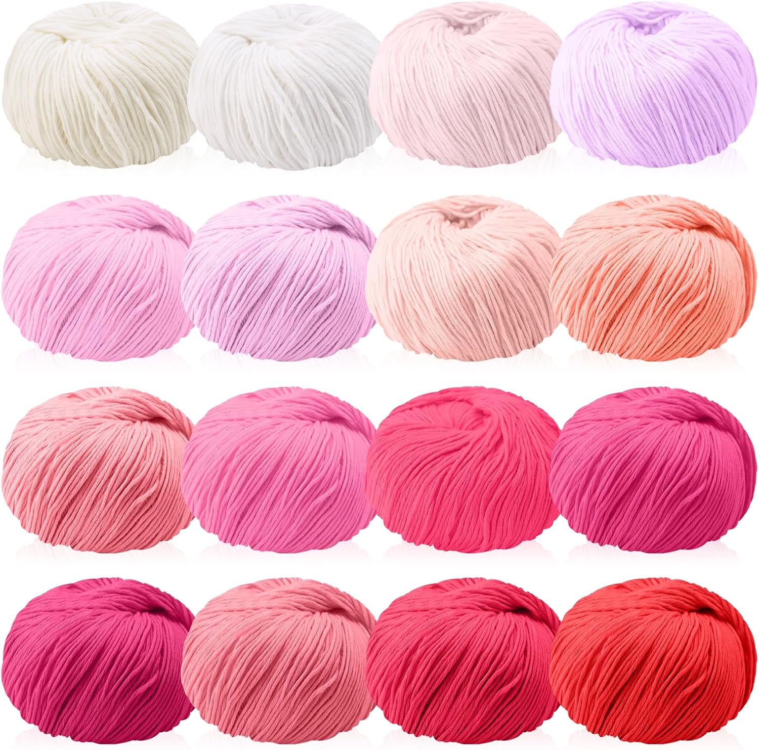16 Skeins Cotton Yarn for Crocheting Knitting Soft Fine Clothes Cotton Blankets Yarn Bulk Assorted Colors for DIY Craft, Each 50g/185yard, 16 Colors(Classic Colors)