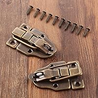 Vista 8 de dophee 2 piezas de bronce antiguo estilo retro caja de palanca, cierre de cerrojo de hierro con agujero para candado para caja de madera, joyero