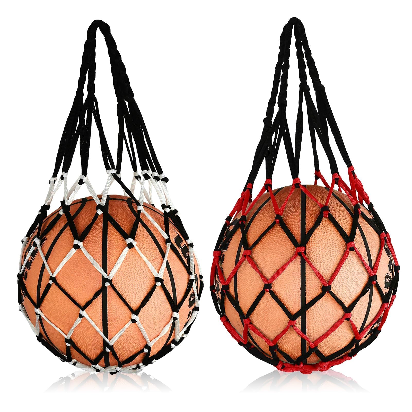 Bolsas de malla para baloncesto, red portátil para pelotas, resistente, negro/rojo+negro blanco