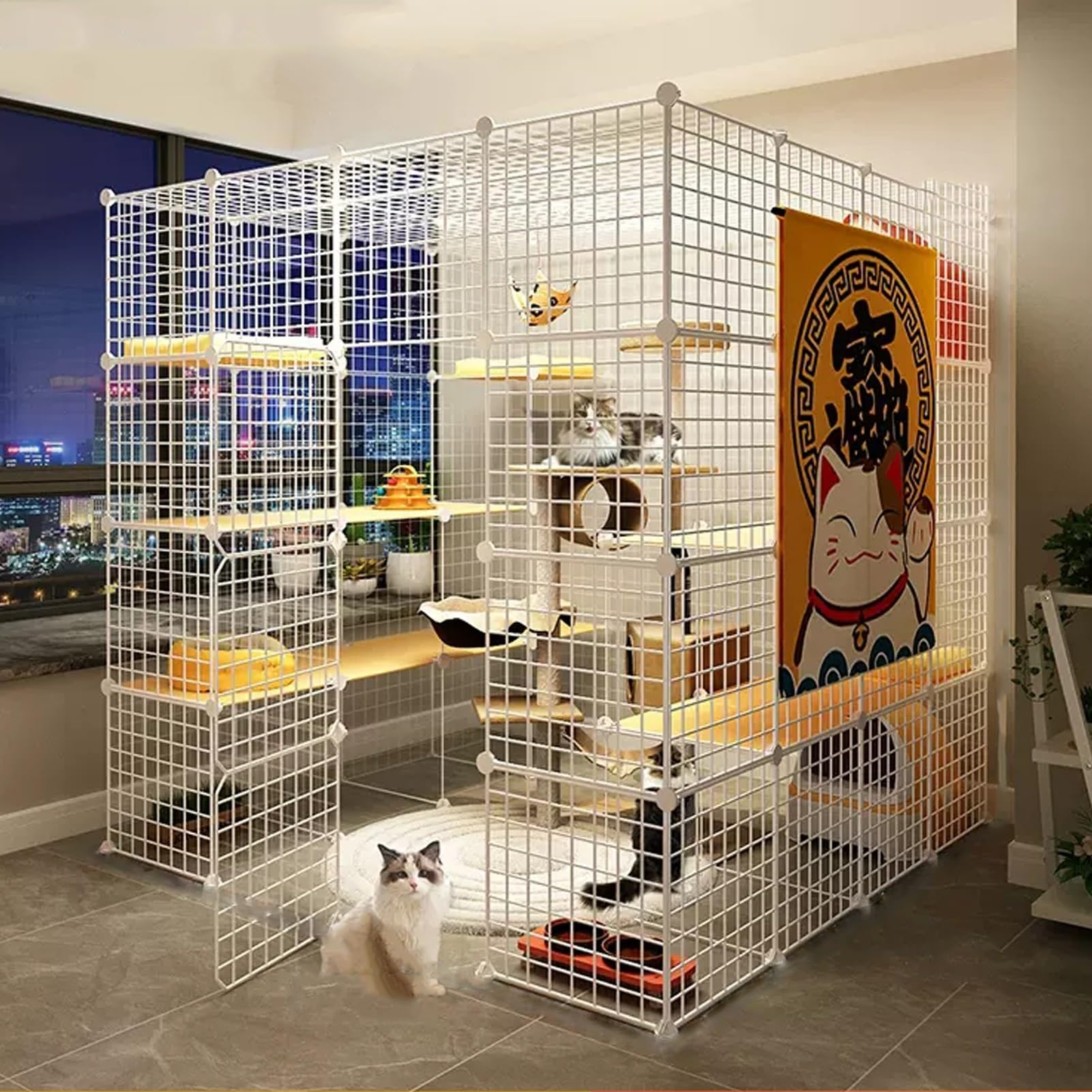 Cage pour chat intérieure et villa d'élevage en métal pour offrir un grand espace de liberté