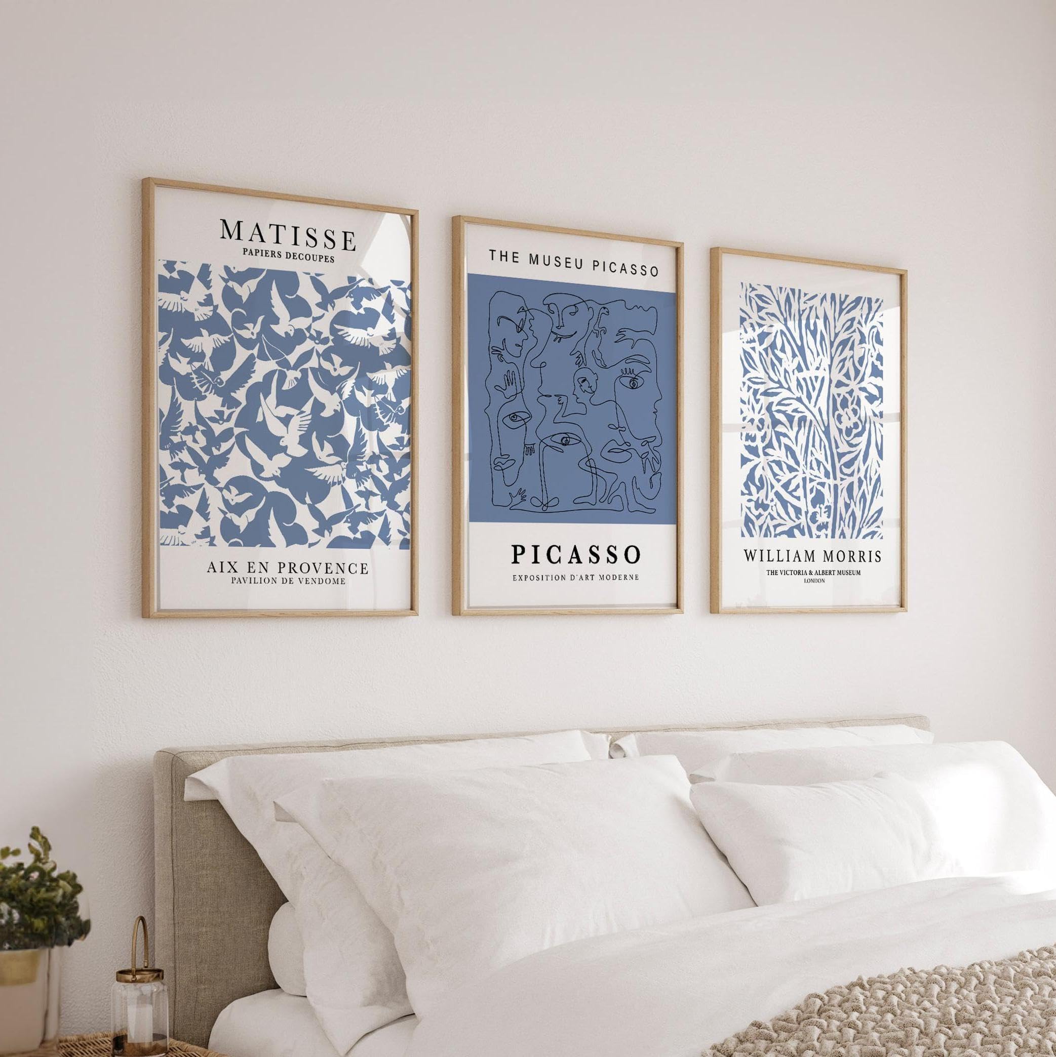 XINBAO Cuadros en azul oscuro, póster para dormitorio, arte mural azul marino, pintura azul vaquero, decoración de pared, sala de estar, impresiones botánicas en lienzo (20 x 35 cm x 3 cm, con marco)