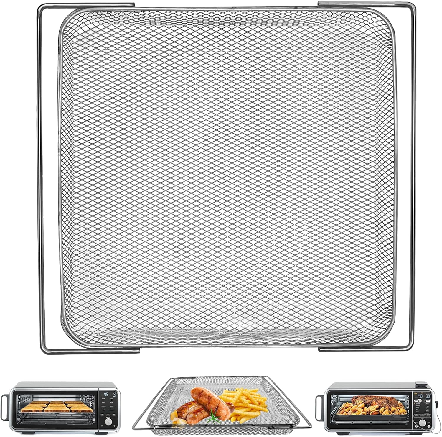 Air Fryer Accessories for Ninja Foodi 13 in 1 SP351 SP301 SP201 Air Fry Countertop Toaster Oven, 13.5''×12.3'' Air Fryer Replacement Parts Basket Wire Rack Roasting Steamer Grill Racks Tray