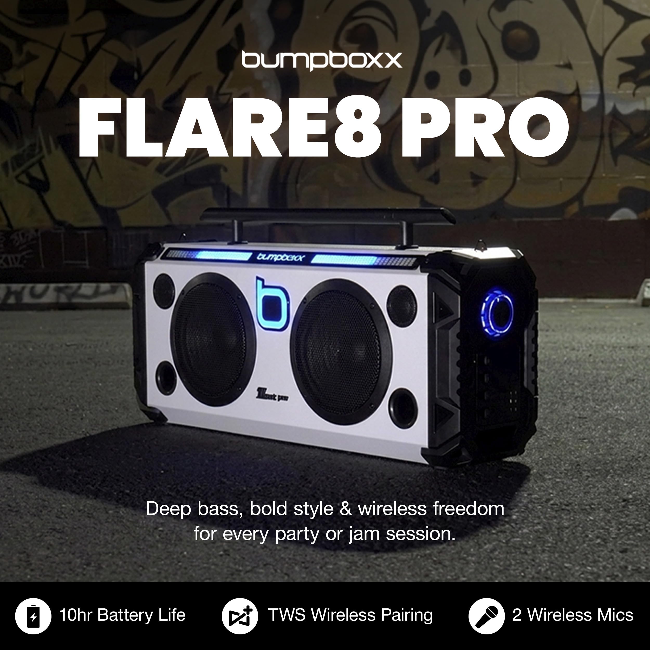 Amazon.com: Bumpboxx Flare8 Pro Retro Bluetooth Boombox Speaker