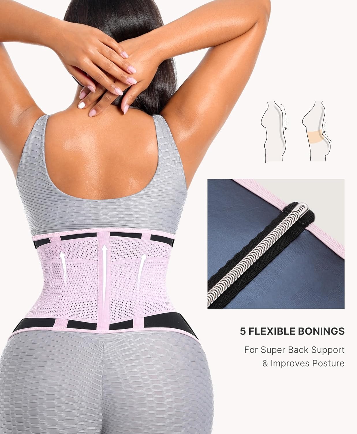 SHAPELLX Sauna Waist Trainer Tummy Control Waist Trimmer Cincher for Women Faja Body Shaper Corset Shapewear for Workout