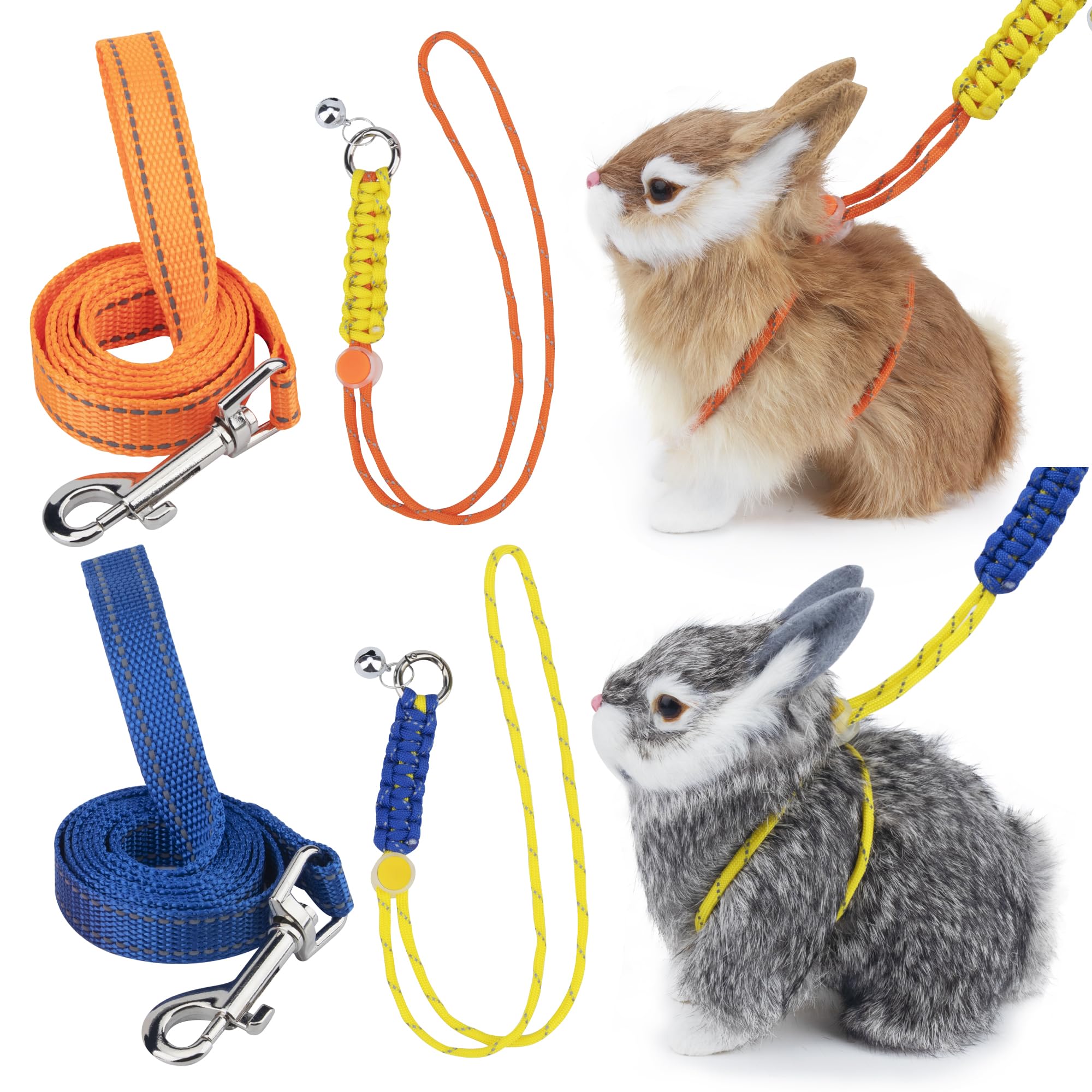 Photo 1 of GAGILAND 2 Pack Ferret Harness and Leash Figure 8 Harness with Reflective Strap and Bell for Ferrets, Rabbits, Bearded Dragon, Guinea Pig, Chinchilla and Hamster Small Animal Harness (Blue+Orange)