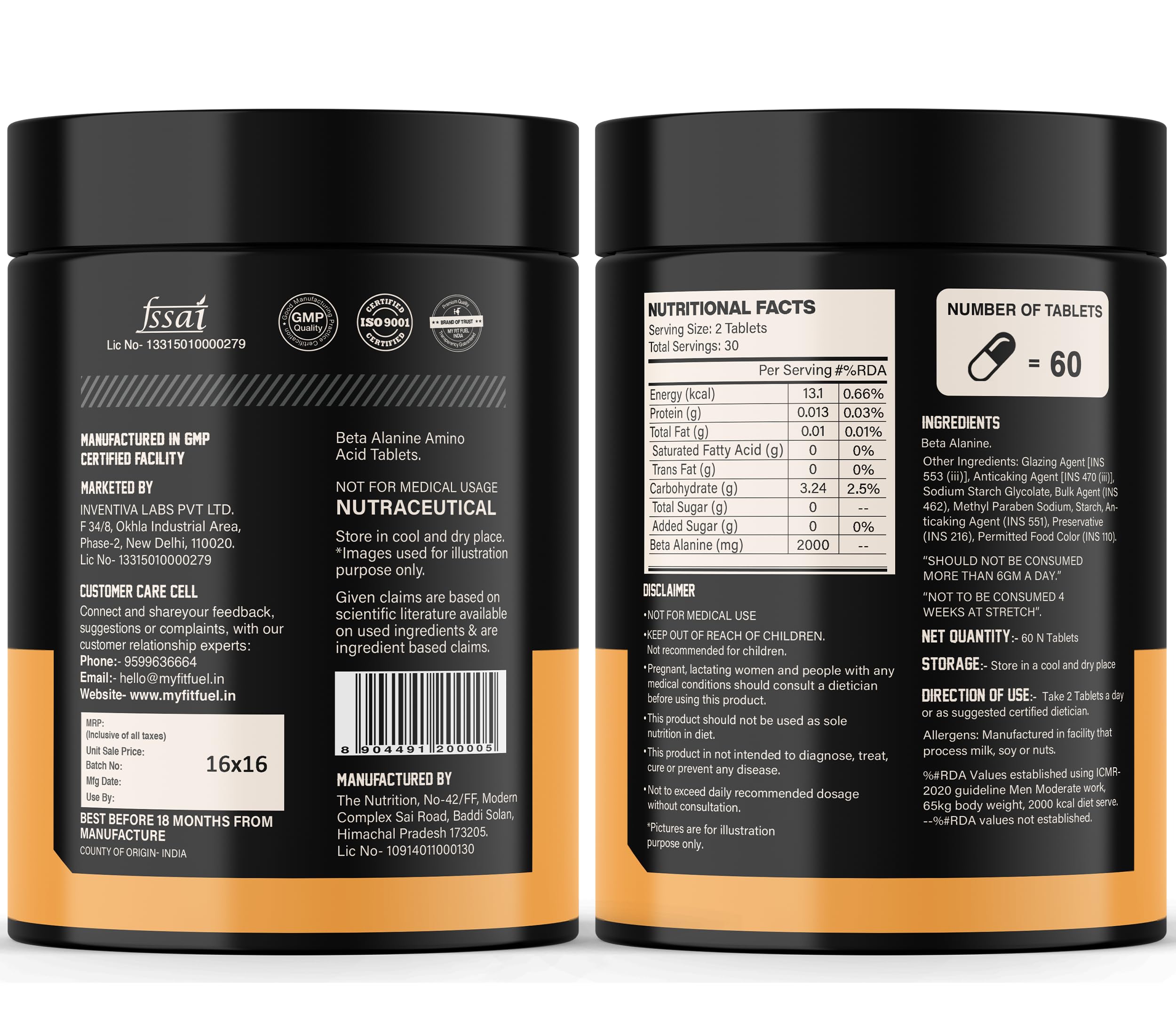 MyFitFuel Beta Alanine (2000 mg) 60 Tablets 3